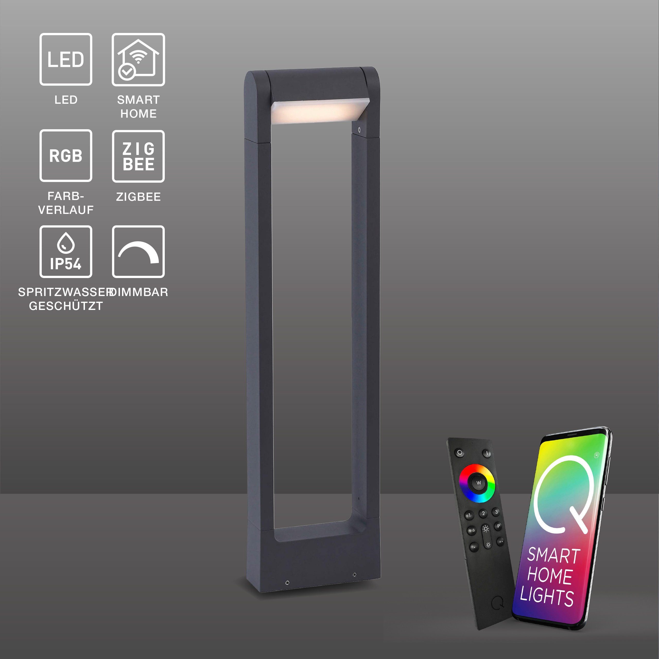 Paul Neuhaus Smarte LED-Leuchte LED Wegelampe Q - ALBERT Smart Home RGB-W, Smart Home, RGB-Farbwechsel, Memoryfunktion, mit Leuchtmittel, Gartenlampe Pollerleuchte Works with Alexa