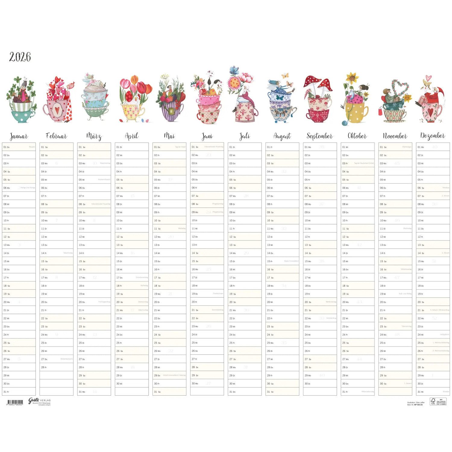 Grätz Verlag Jahresplaner Großer Jahresplaner Tassen 2026