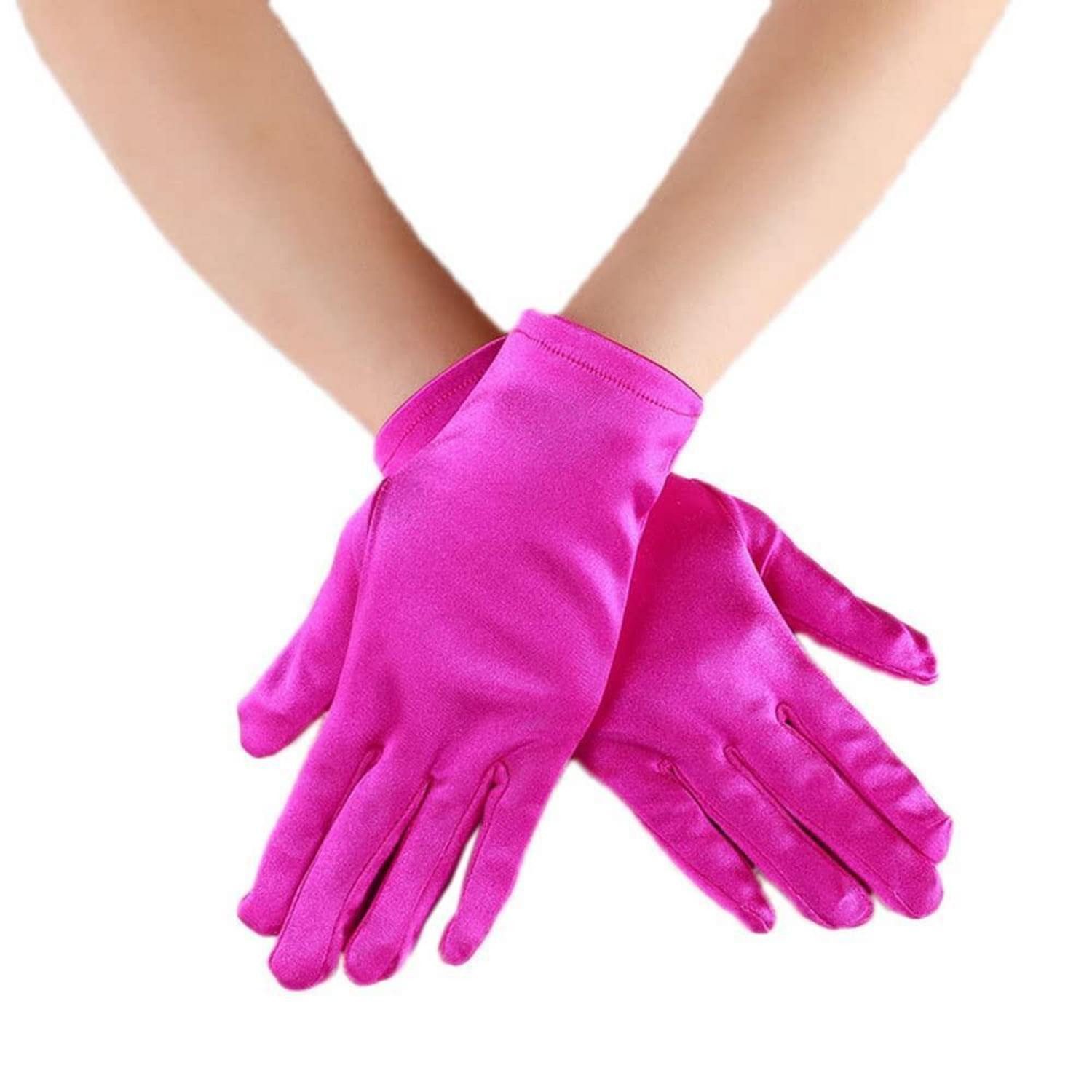 LuxusKollektion Abendhandschuhe Damen Handschuhe Kurz Satin Rosenrot (1-St)