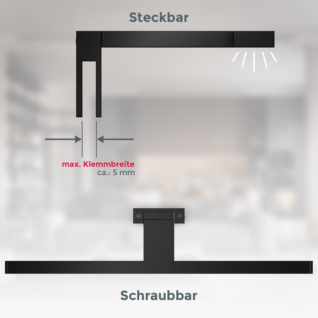 B.K.Licht LED Spiegelleuchte Badleuchte LED Spiegelleuchte 30cm Schminklicht, LED fest integriert, 2700K - Extra-Warmweiß, 4000K 5W 650lm Badezimmer-Beleuchtung Spiegelschrank schwarz - BKL1405