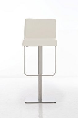 TPFLiving Barhocker Lima (mit Fußstütze - höhenverstellbar - Hocker für Theke & Küche), 360° drehbar - Edelstahl - Sitzfläche: Kunstleder Creme