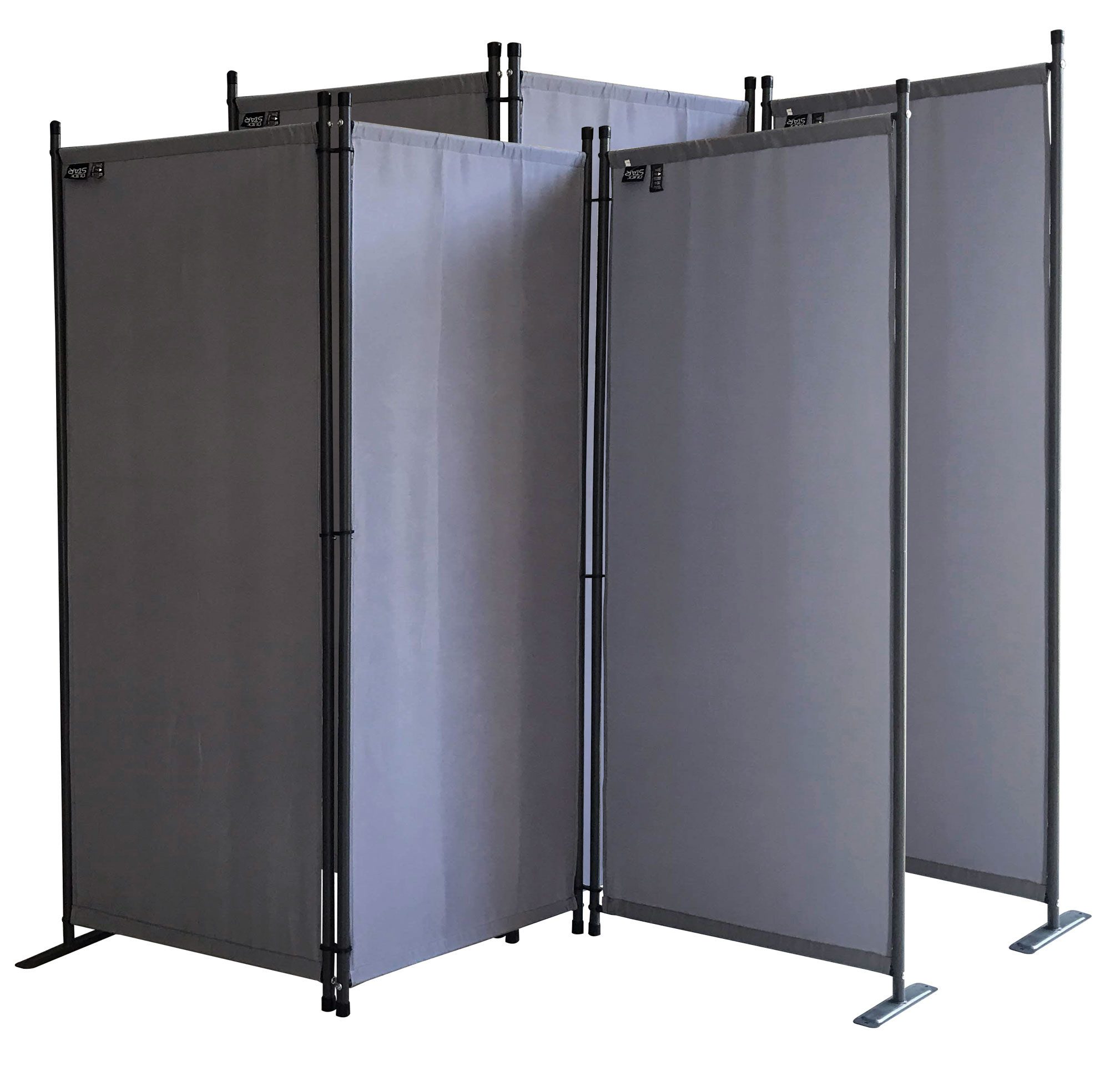 Quick Star Paravent 2x Paravent 3tlg. 170x165 cm Grau (2 Stück)
