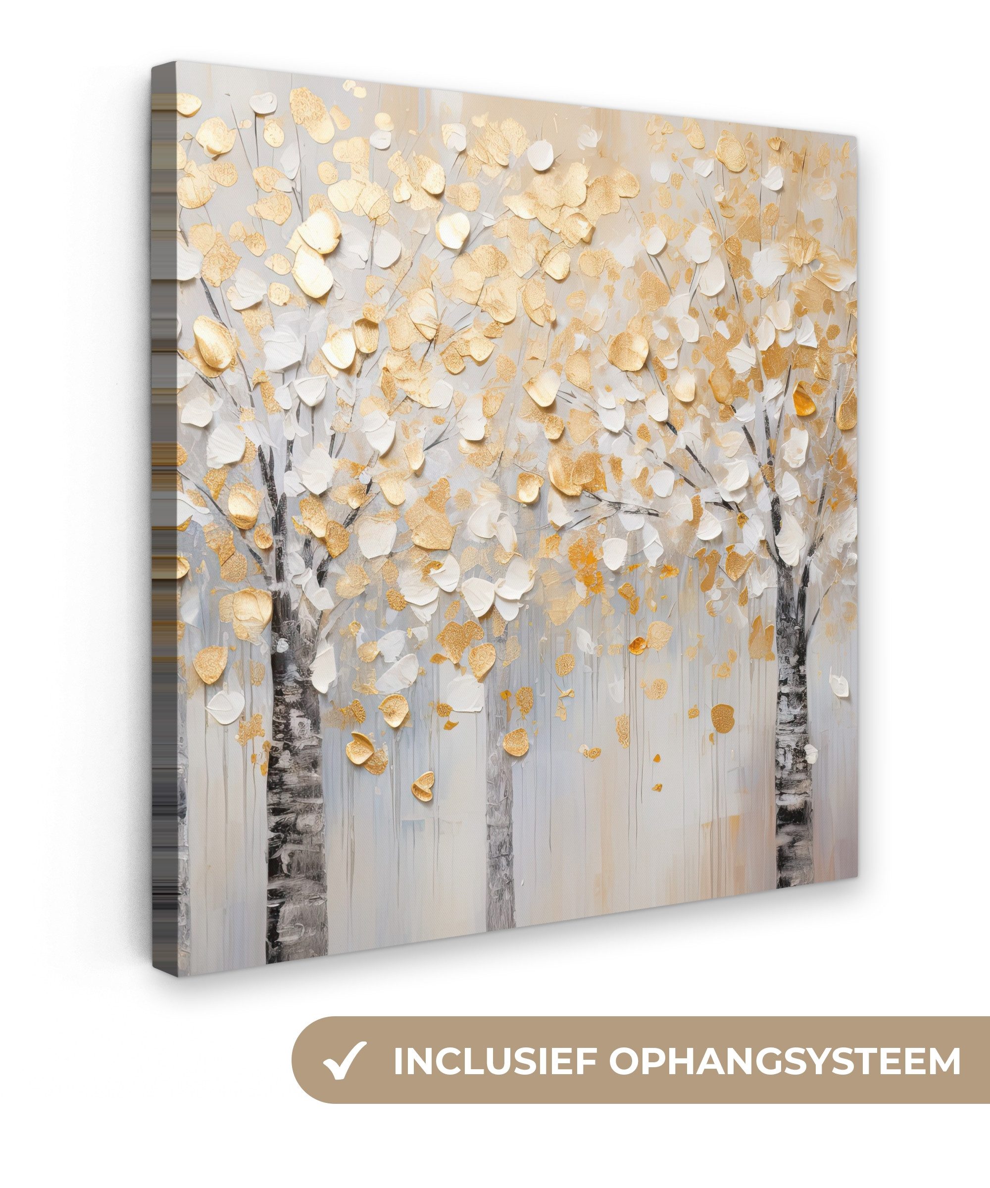 OneMillionCanvasses® Leinwandbild Bäume - Aquarell - Kunst - Natur, Fotodruck (1 St), Wandbild, Deko Schlafzimmer Wohnzimmer Flur 20x20 cm