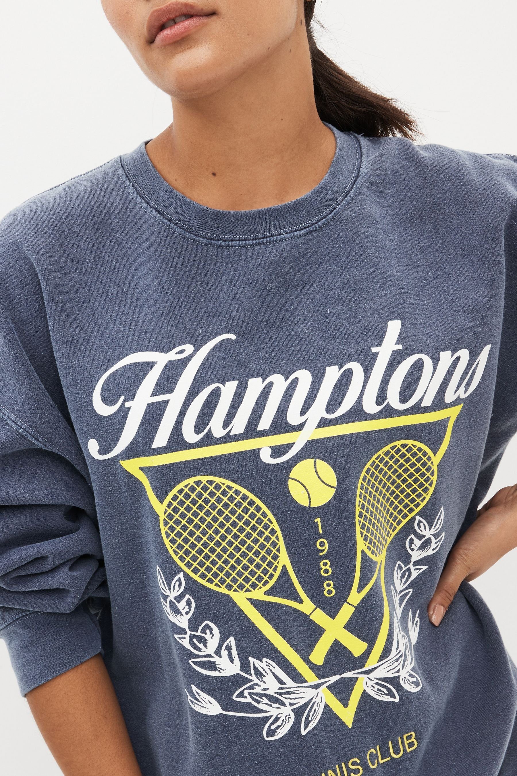 (1-tlg) Hamptons Navy Grafik-Sweatshirt Next Kapuzensweatshirt Blue