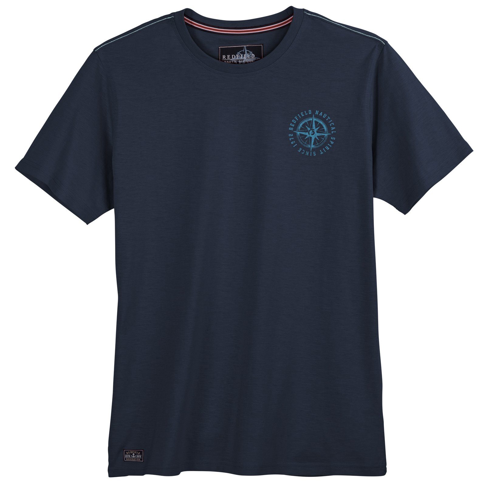 redfield Rundhalsshirt Redfield T-Shirt XXL navy kleiner Brustprint