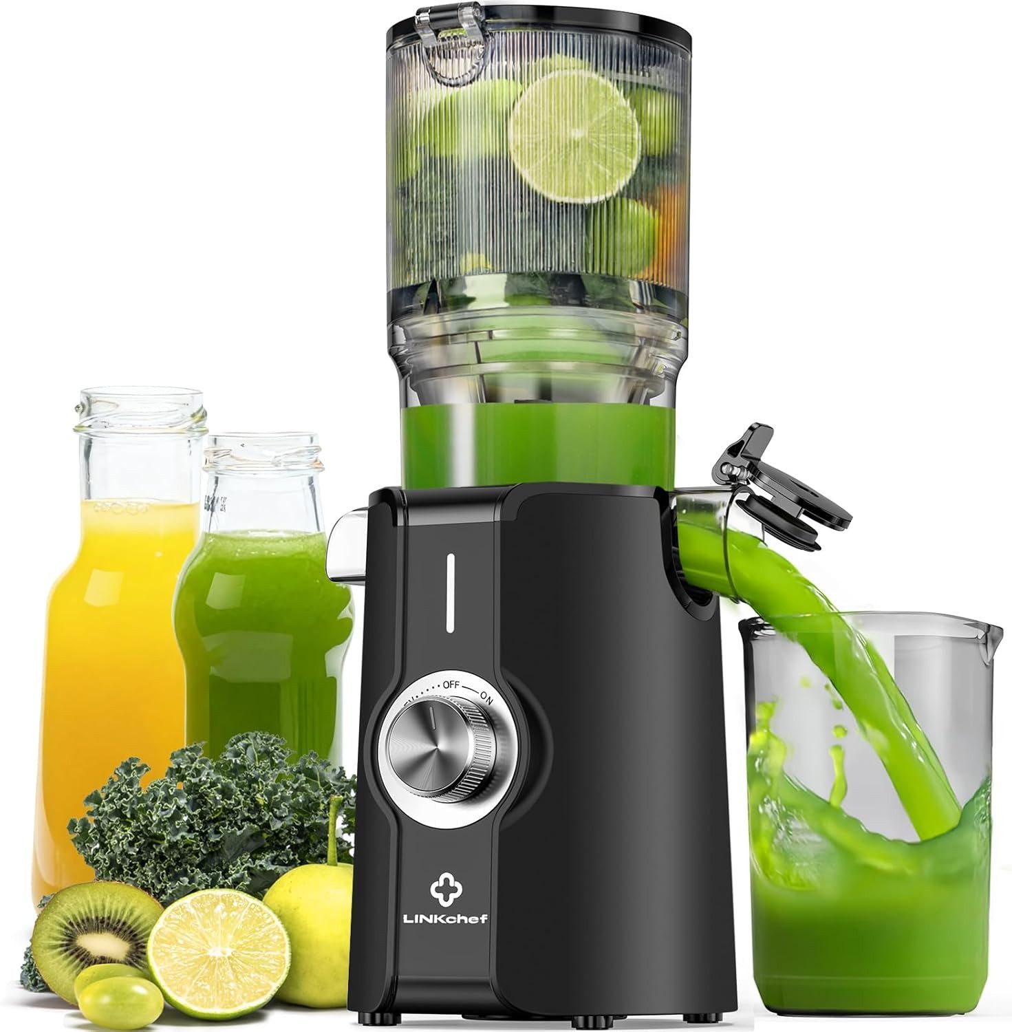 Azmsary Slow Juicer Testsieger - 115mm XL-Schacht & 3-Sek. Reinigung, 200 W