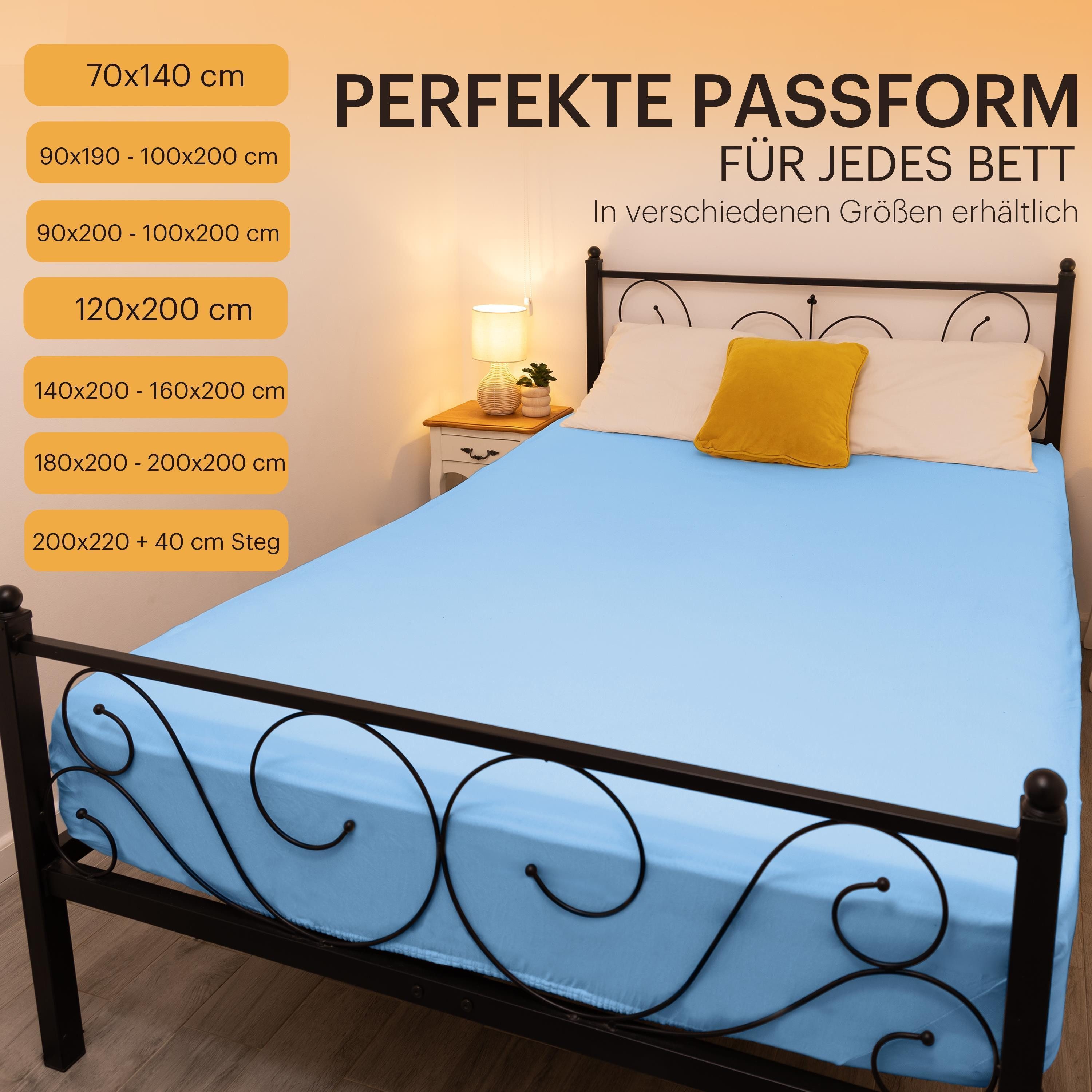 NatureMark Spannbettlaken 2er-Set Jersey Spannbetttuch 100% Baumwolle, 100% Baumwolle, Gummizug: rundum, (2 Stück), blau – Bild 4 von 5