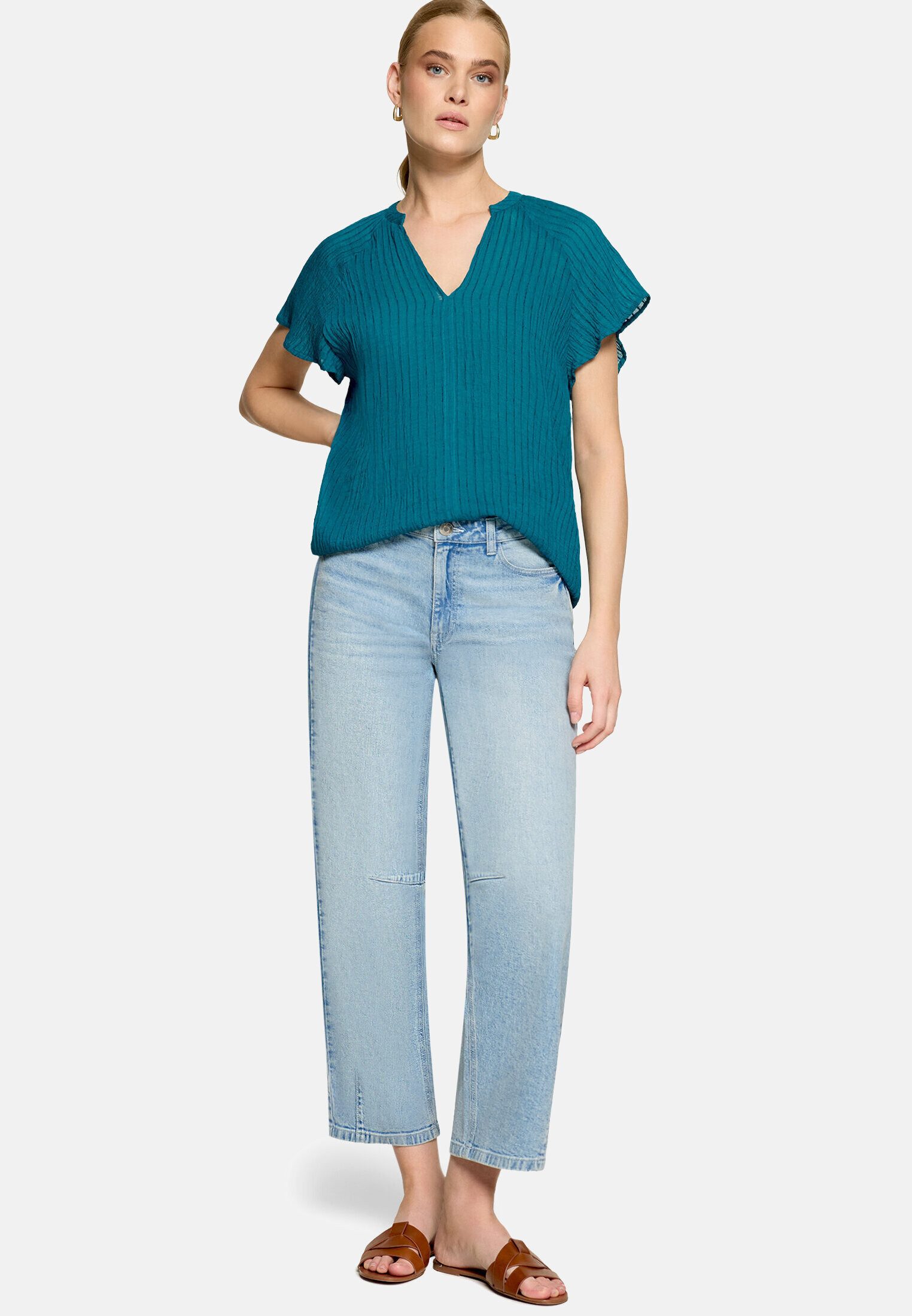 Zero Klassische Bluse Damen mit V-Ausschnitt