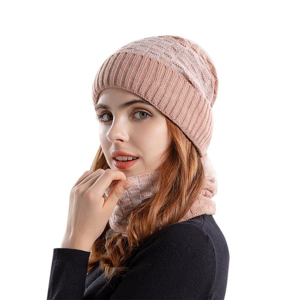 GLIESE Mütze & Schal warm, Geschenk Schalset, Mützen- und rosa und Winter, modisch