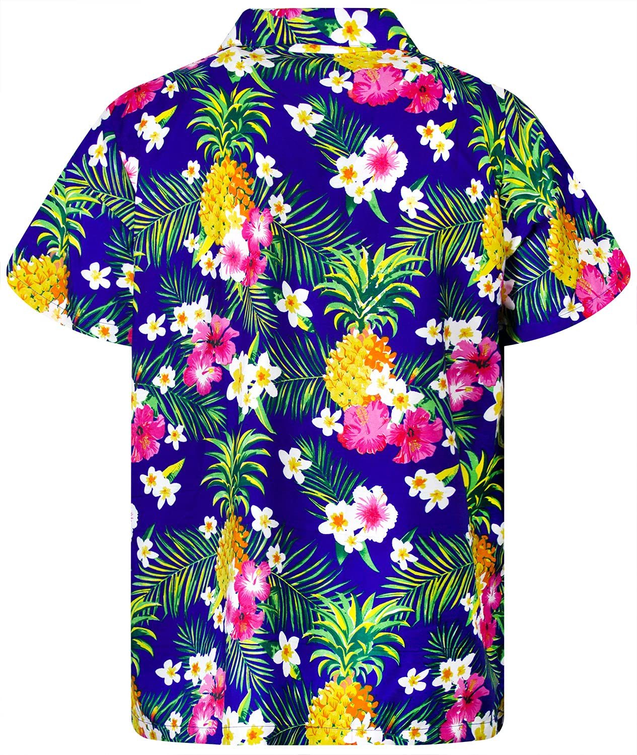 King Kameha Hawaiihemd Pineapple Flowers Kids Funky Hawaii-Hemd Kinder Kurzarm Front-Tasche