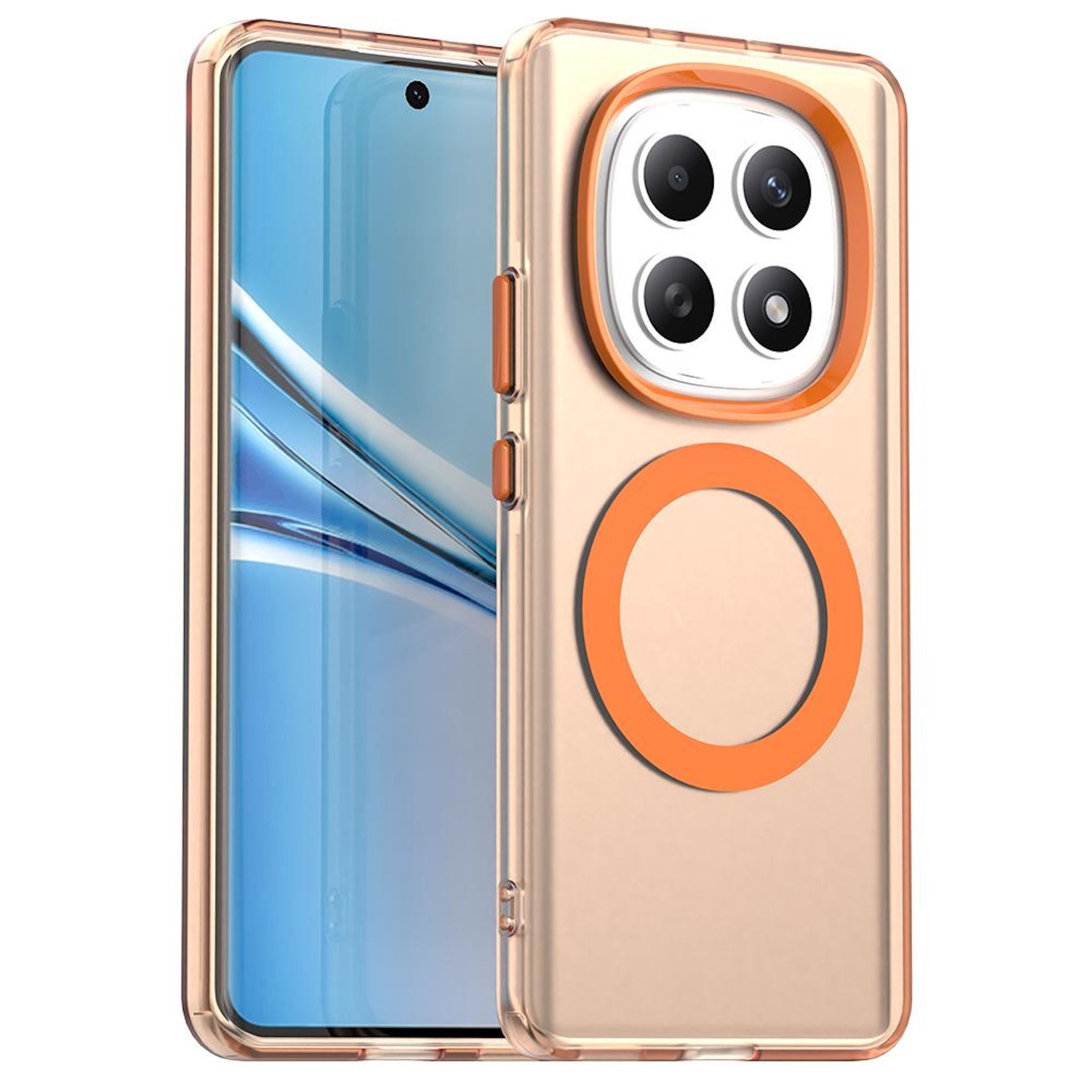 Wigento Handyhülle Für Xiaomi Redmi Note 15 5G / 4G Candy Design Magsafe TPU Hülle Orange, Magsafe Funktion, Stoßschutz, präzise Aussparungen