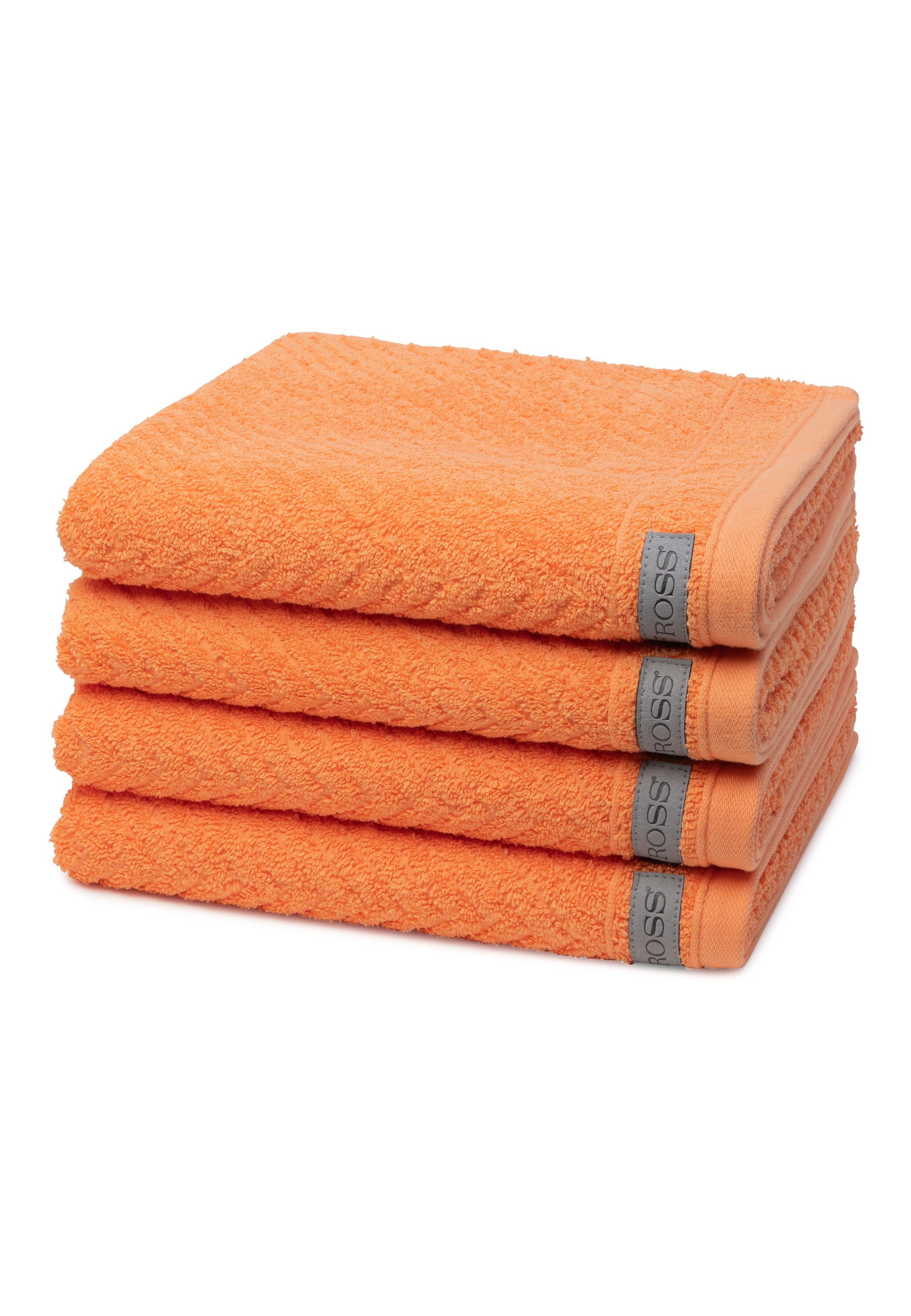supergünstige Marken ROSS Handtuch Set Smart, - X im 4-tlg), Walkfrottee, und Handtuch Saugfähige (Spar-Set, - - Set 4 Nektarine Baumwolle weicher Griff