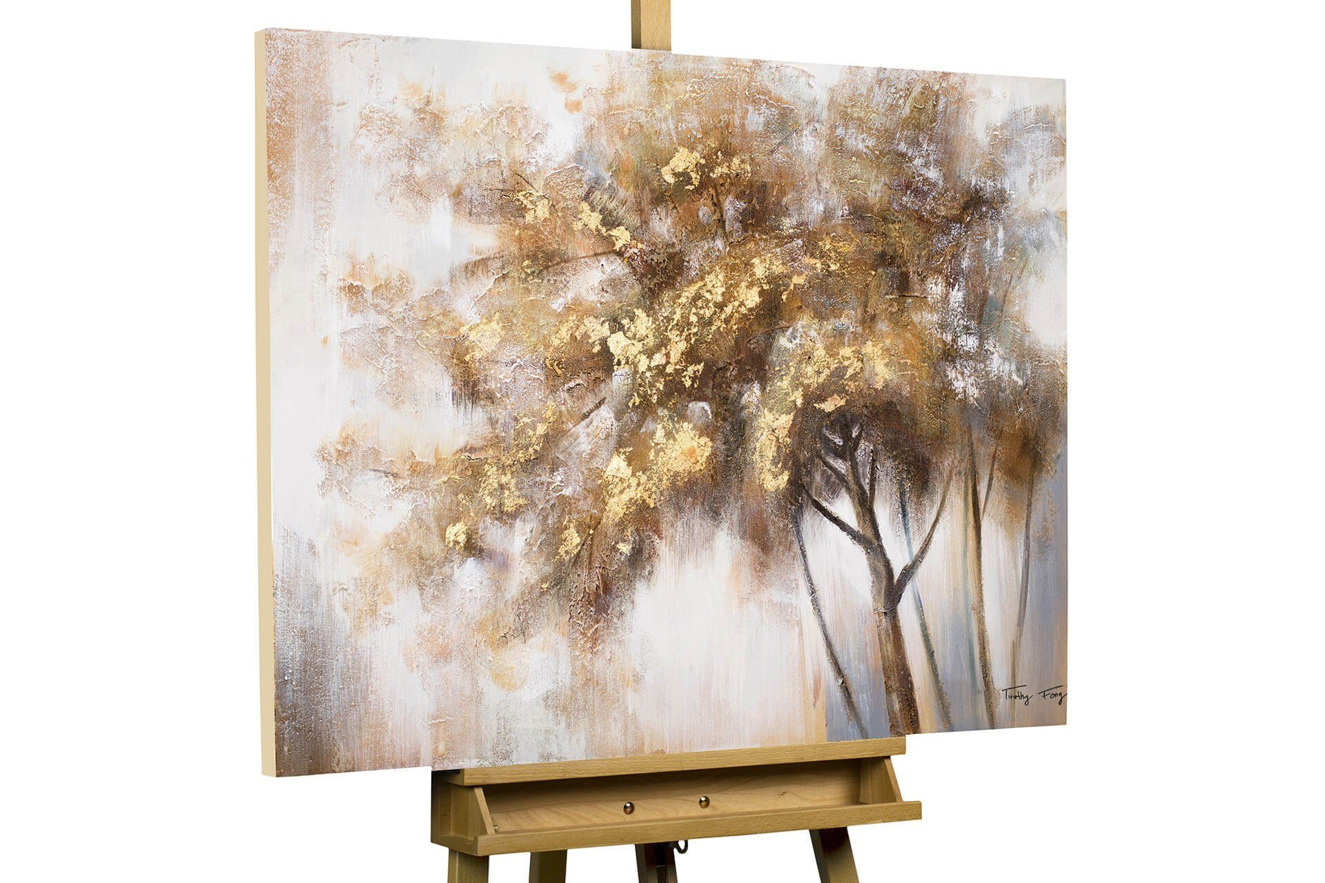 KUNSTLOFT Gemälde Hello Autumn 100x75 cm, Leinwandbild 100% HANDGEMALT Wandbild Wohnzimmer