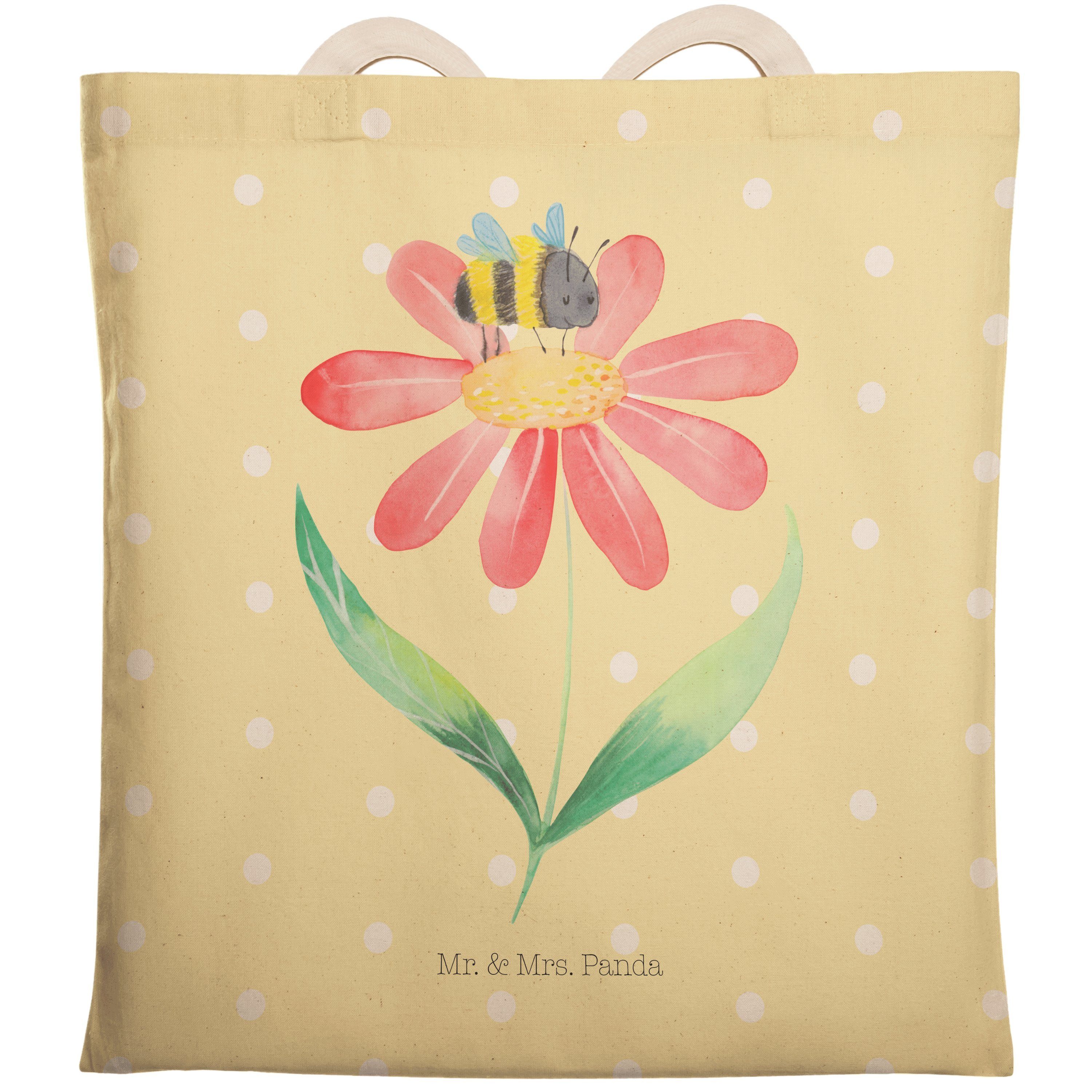 Mr. & Mrs. Panda Tragetasche Hummel Blume - Gelb Pastell - Geschenk, Stofftasche, Gute Laune, Eink (1-tlg)
