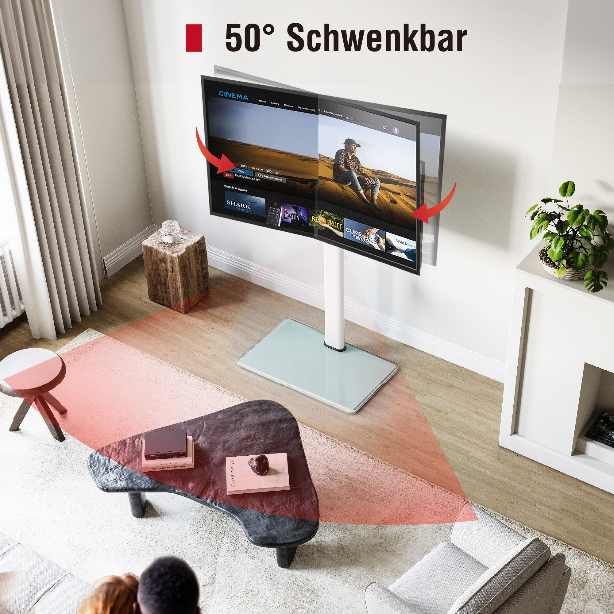 AOKCOS TV-Ständer hohe TV-Halterung, 43-85 Zoll, (bis 85 Zoll, höhenverstellbar, schwenkbar ±30°, neigbar -2° bis +10)