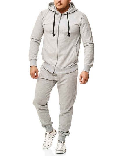 L.gonline Freizeitanzug Herren Jogging-ANZUG, Freizeitanzug, Sportanzug, UNI Schwarze Korde (Kapuzenjacke mit Reißverschluss, Hose, 2-tlg), Fitness Freizeit Casual