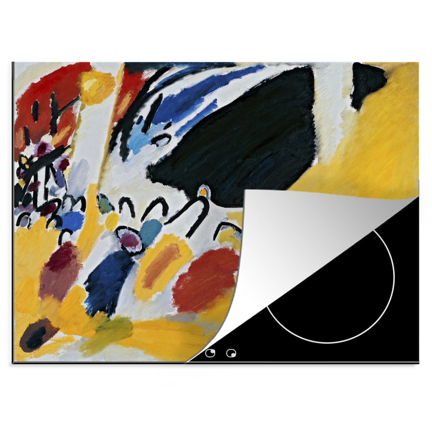 MuchoWow Herdblende-/Abdeckplatte Abdruck 3 - Kandinsky, Vinyl, (1 tlg), 70x52 cm, Mobile Arbeitsfläche nutzbar, Ceranfeldabdeckung