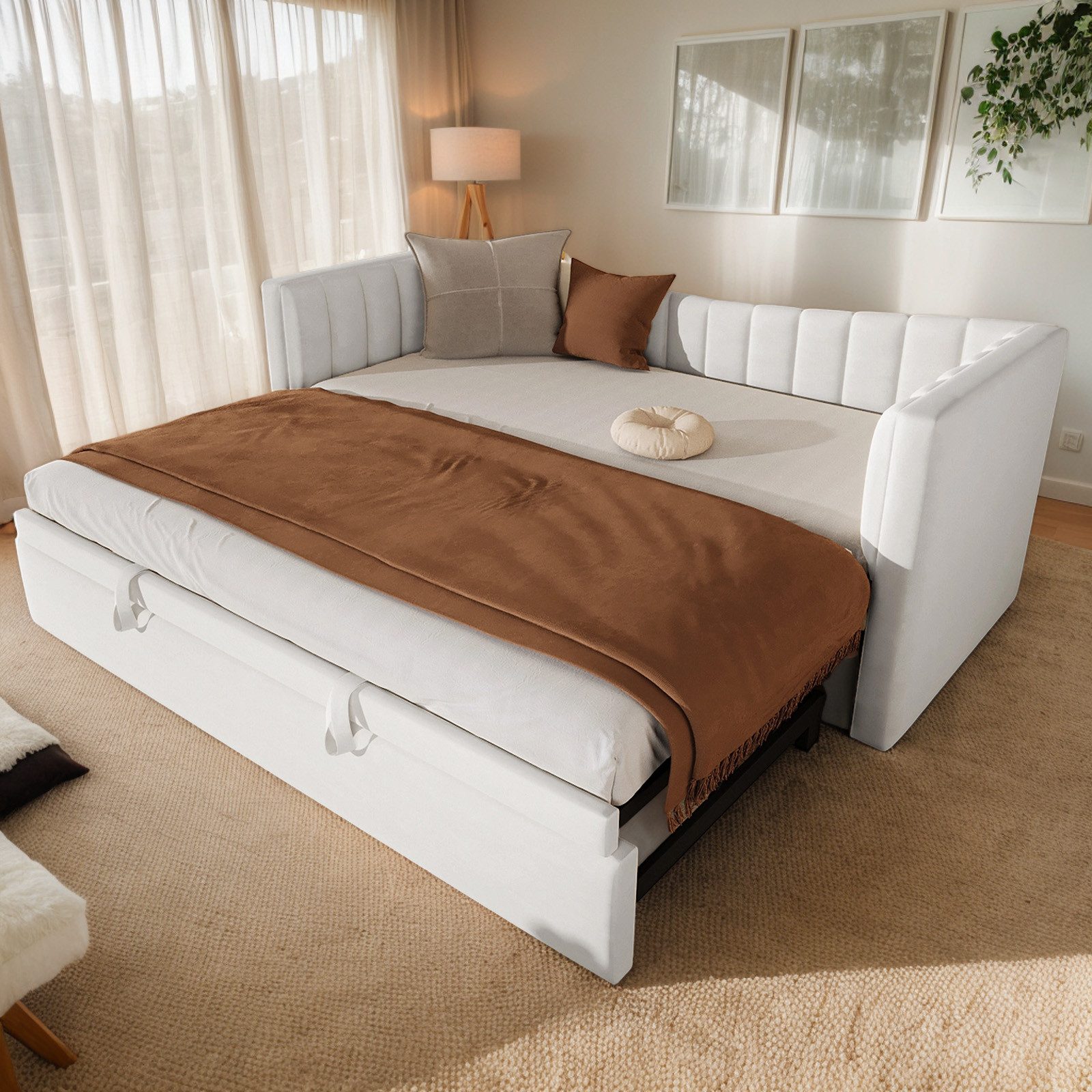 REDOM Polsterbett Doppelbett Schlafsofa (mit Ziehbett, günstig online kaufen