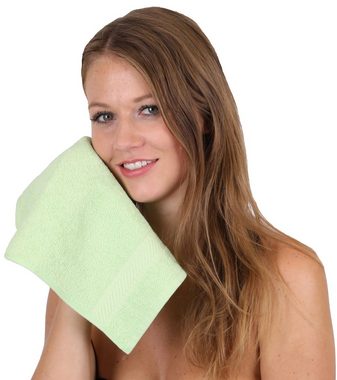 Betz Handtuch Set 12-TLG. Handtuch-Set Palermo 100% Baumwolle 2 Liegetücher 4 Handtücher 2 Gästetücher 2 Seiftücher 2 Waschhandschuhe Farbe grün und weiß, 100% Baumwolle, (12-tlg)