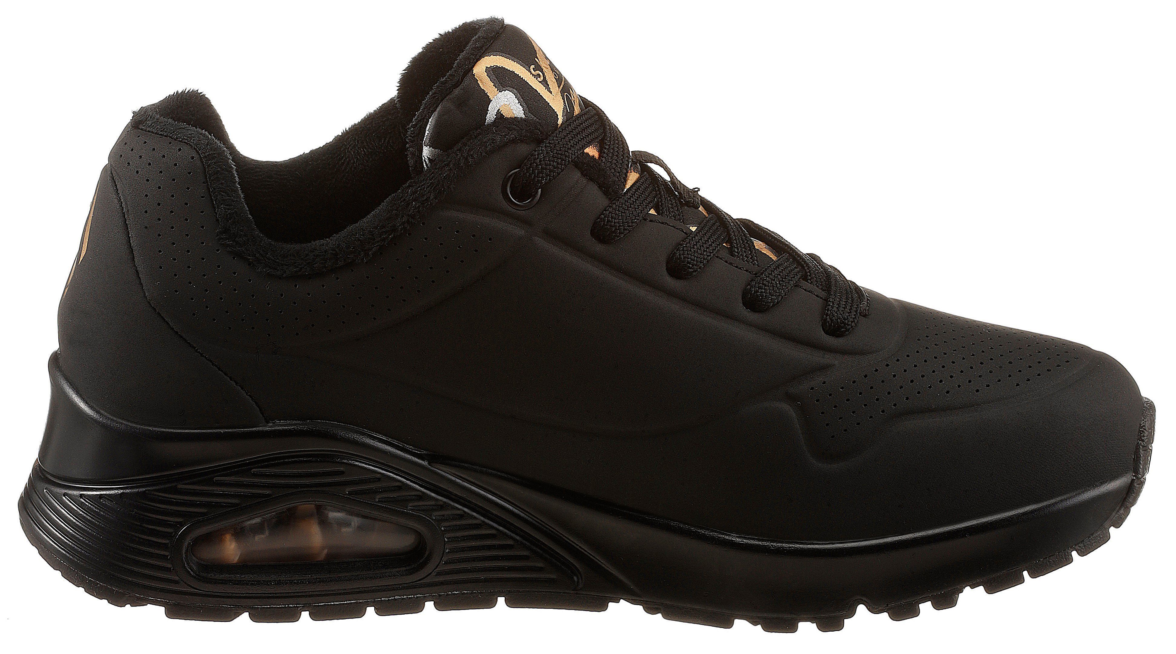 Skechers UNO - METALLIC LOVE Sneaker Freizeitschuh, Halbschuh, Schnürschuh mit trendigen Metallic-Print