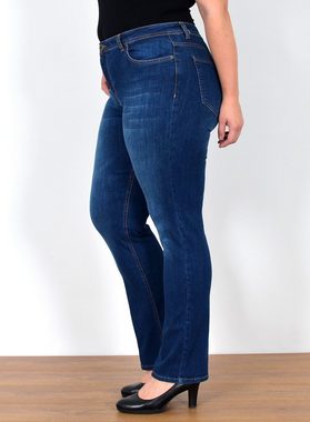 ESRA Straight-Jeans FG5 High Waist Damen Jeans Straight Leg Stretch Hose Übergröße Große Größe