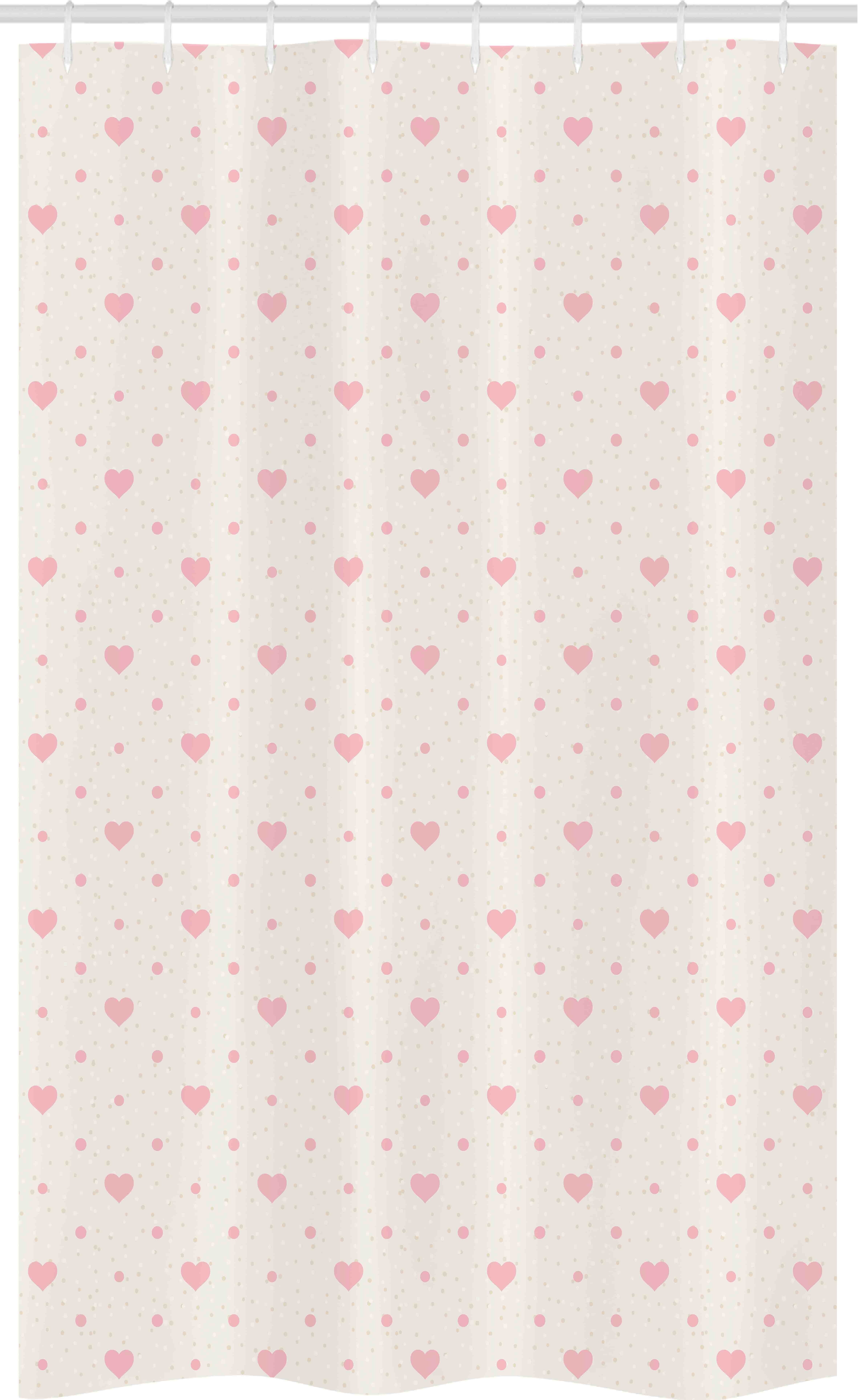 Abakuhaus Duschvorhang Badezimmer Deko Set aus Stoff mit Haken Breite 120 cm, Höhe 180 cm, Rosa Tupfen Klassische Muster