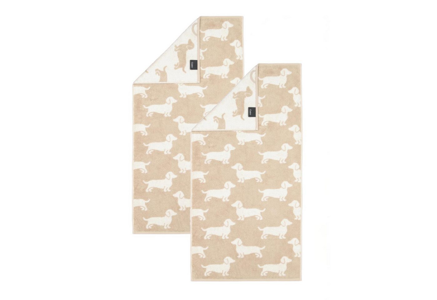 Cawö Handtuch 2 Stück Cawö We love Dogs Handtücher 6246-33 Dackel Natur 50x100, Walkfrottier (Spar-Set, 2-St), 100% Baumwolle