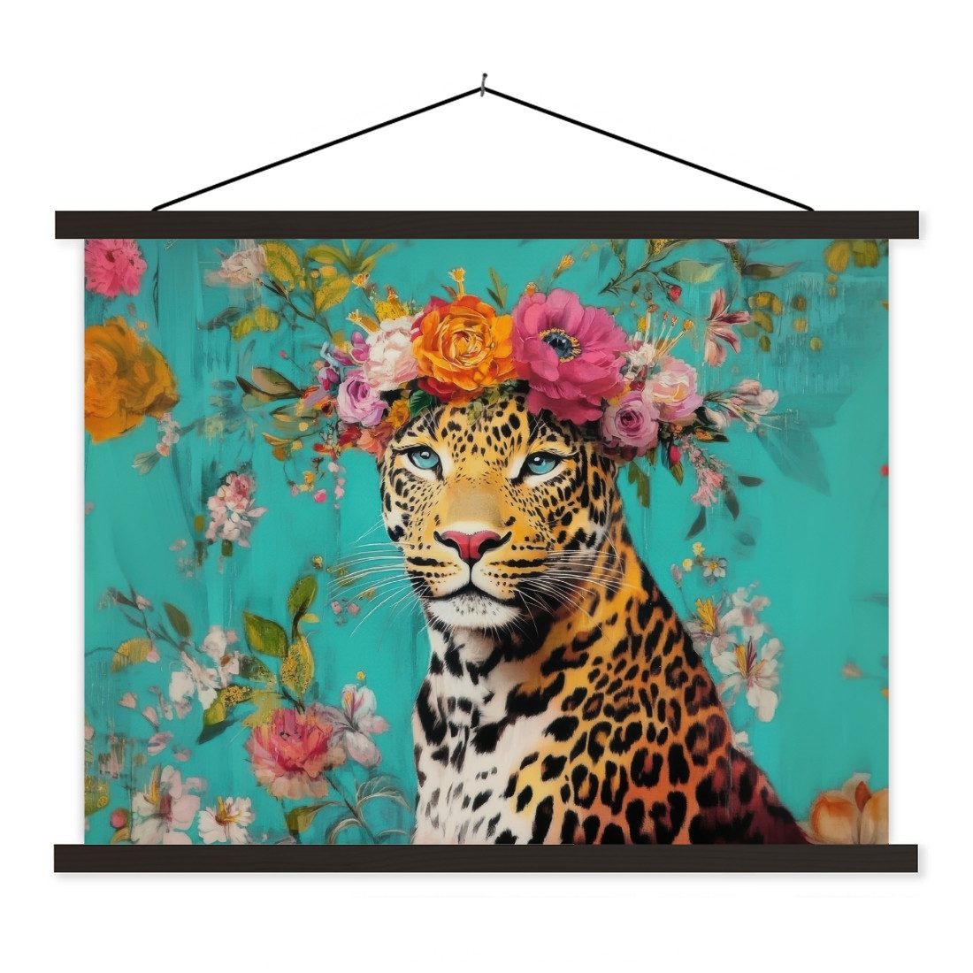 MuchoWow Poster Leopard - Blumen - günstig online kaufen