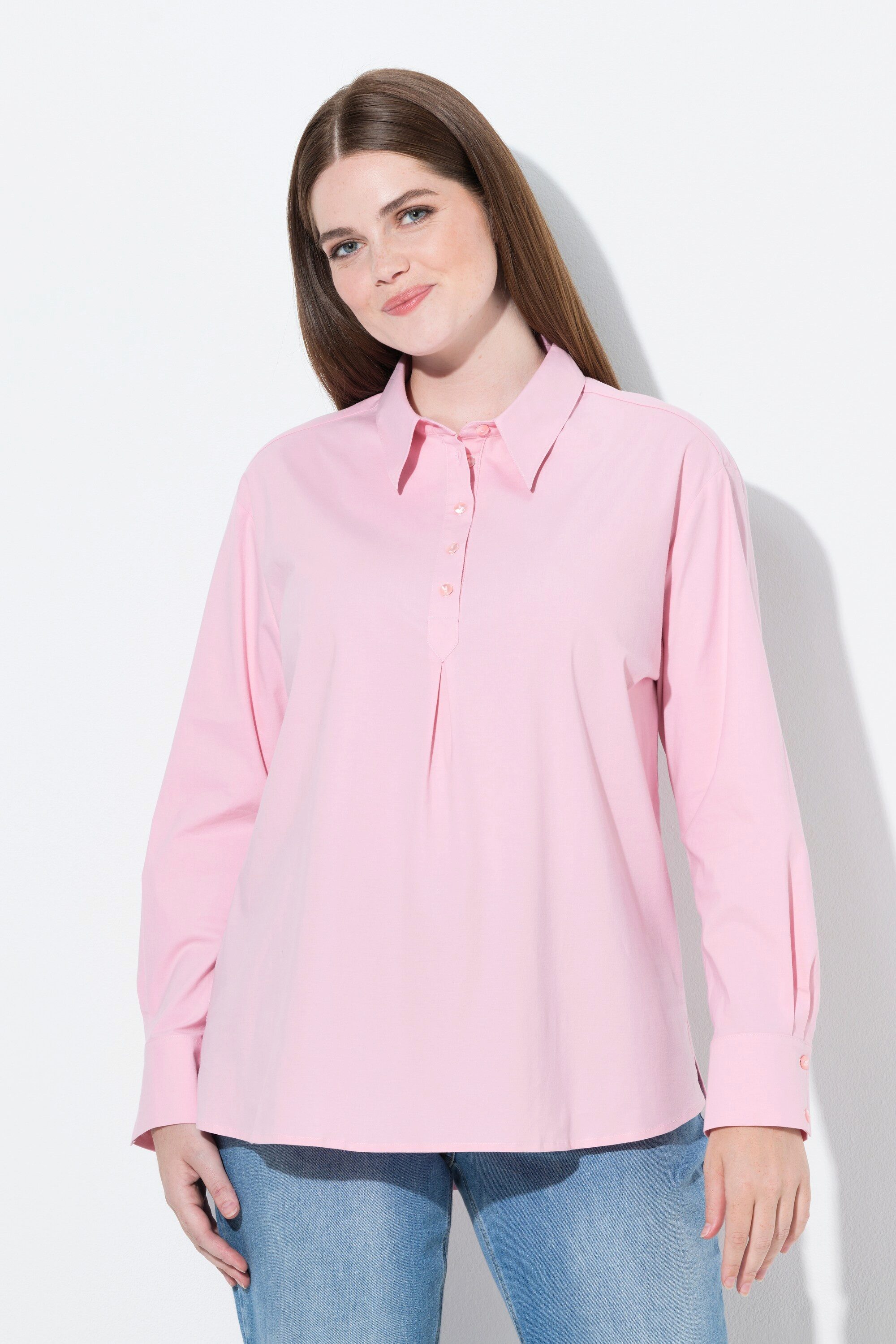 Hemdbluse Bluse Oversized Hemdkragen Langarm Biobaumwolle