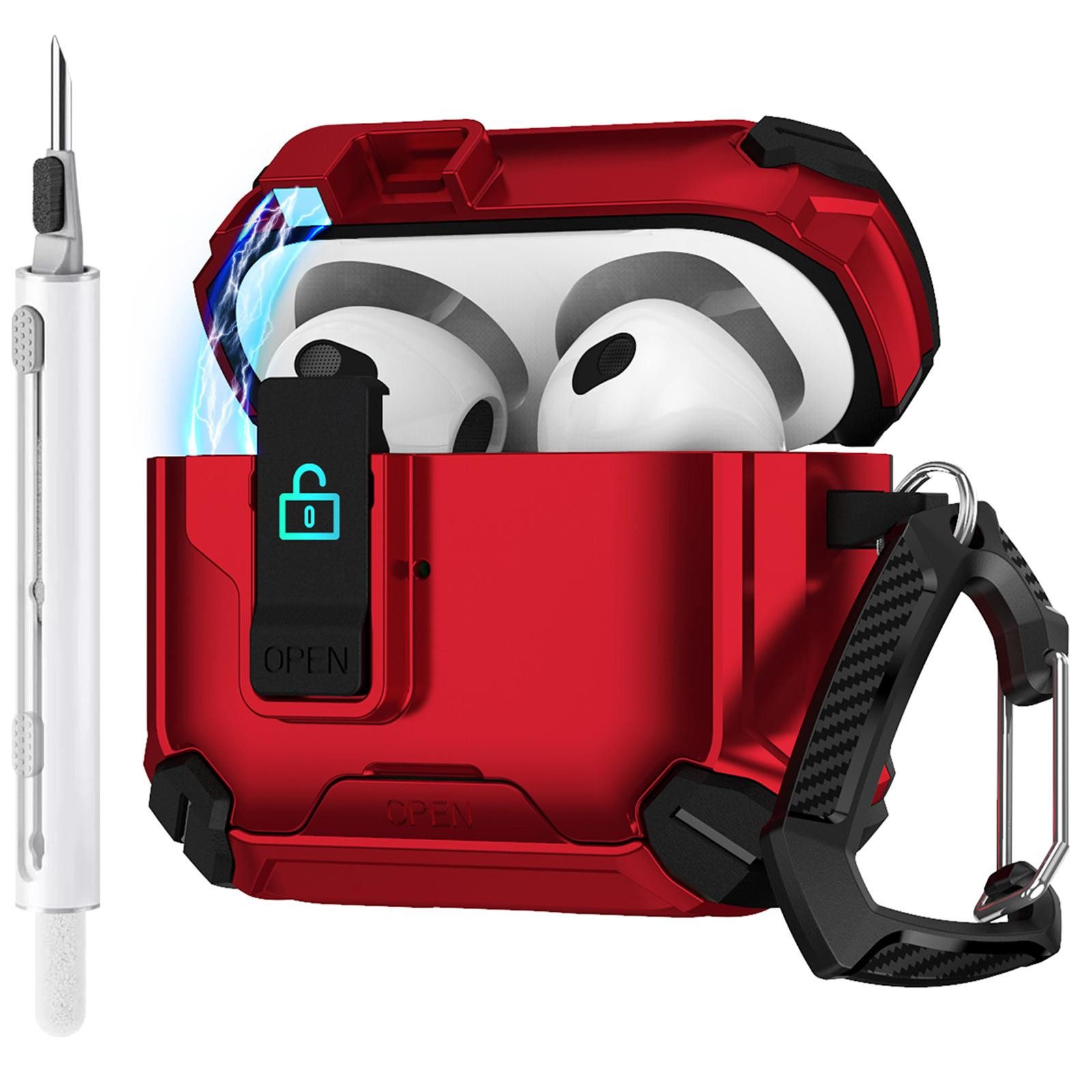 CoolGadget Kopfhörer-Schutzhülle für Apple AirPods 3 Kunststoff, Stoßfest Ständer Clip Karabiner MagSafe Case Schutz Cover