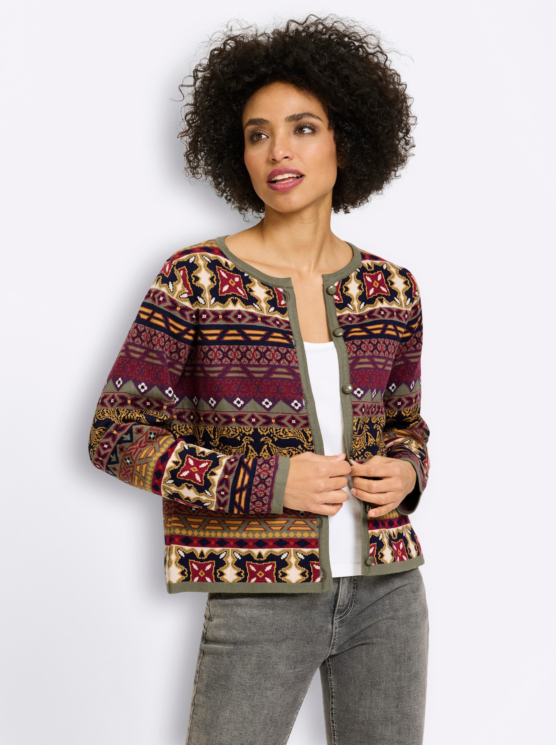 heine Strickjacke Strickjacke Langarm Jacquard