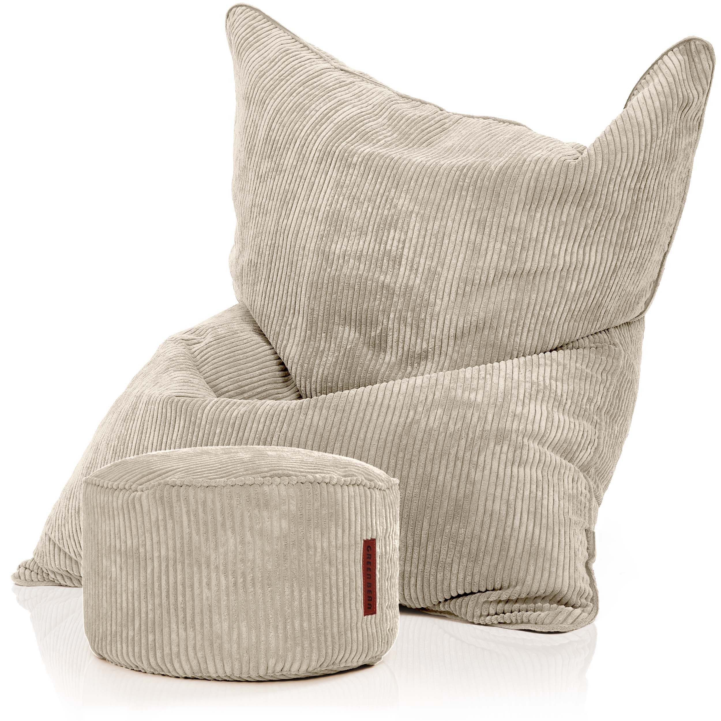 Green Bean Sitzsack Square Cord + Pouf (Sitzsack + Pouf im Set - XXL Riesen günstig online kaufen