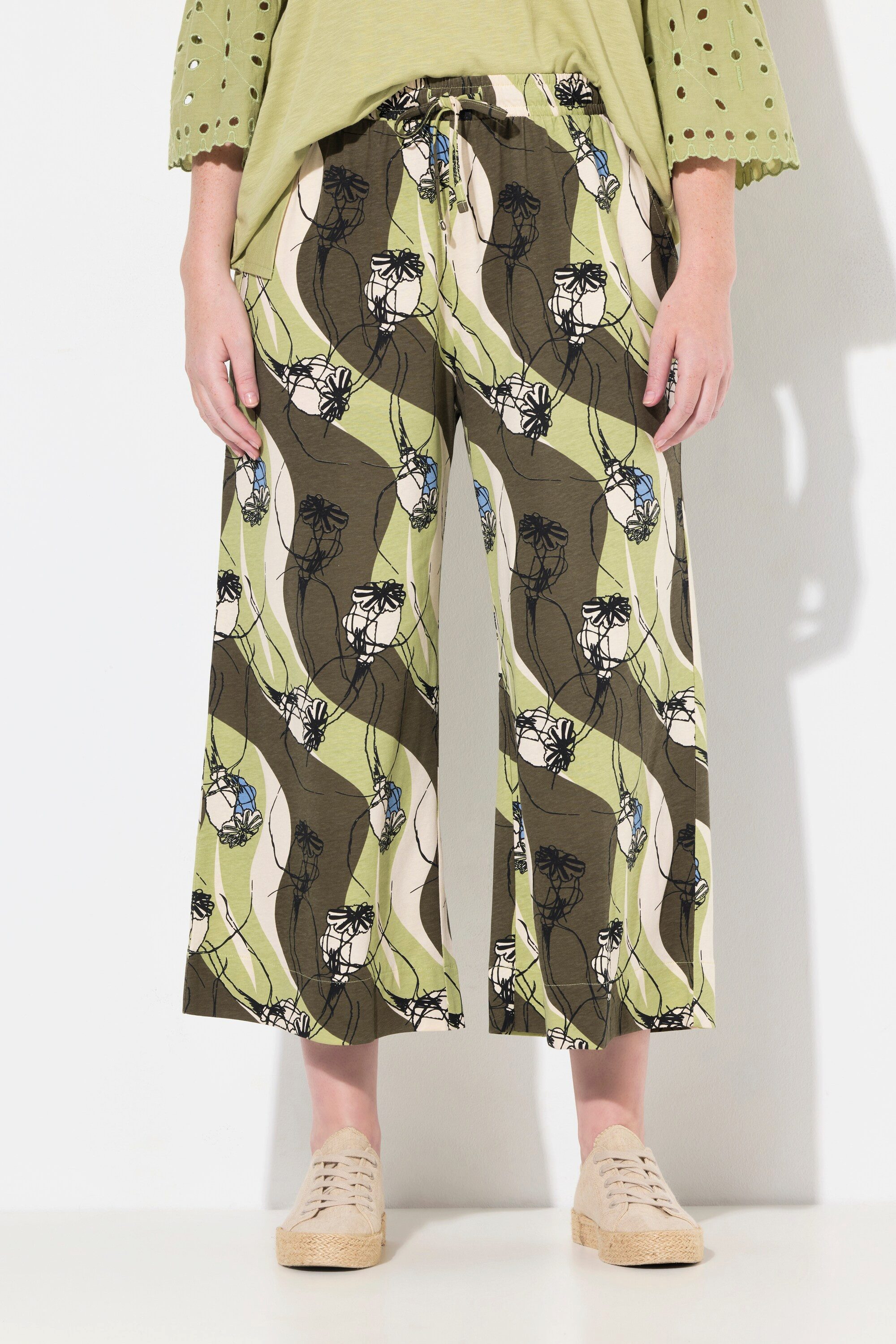 Ulla Popken Culotte Jersey-Culotte Wellenmuster weites günstig online kaufen