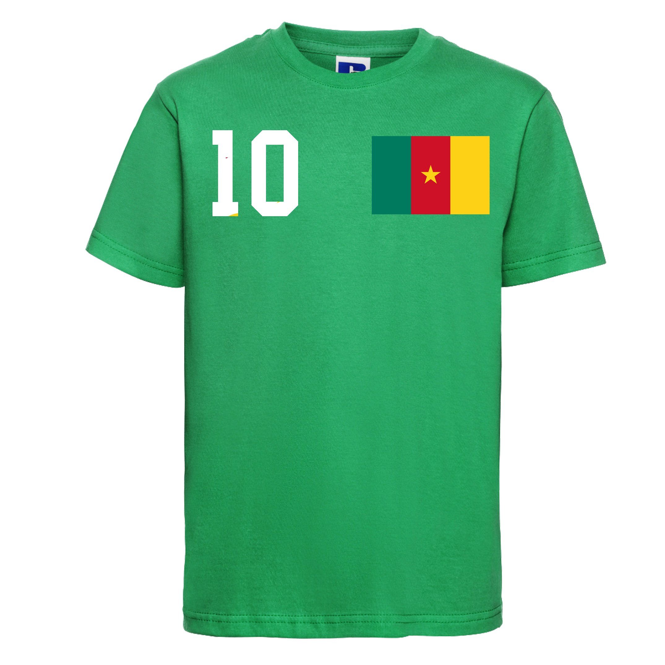 Shirt Look mit trendigem Youth Motiv Fußball im T-Shirt Kinder Designz Kamerun Trikot
