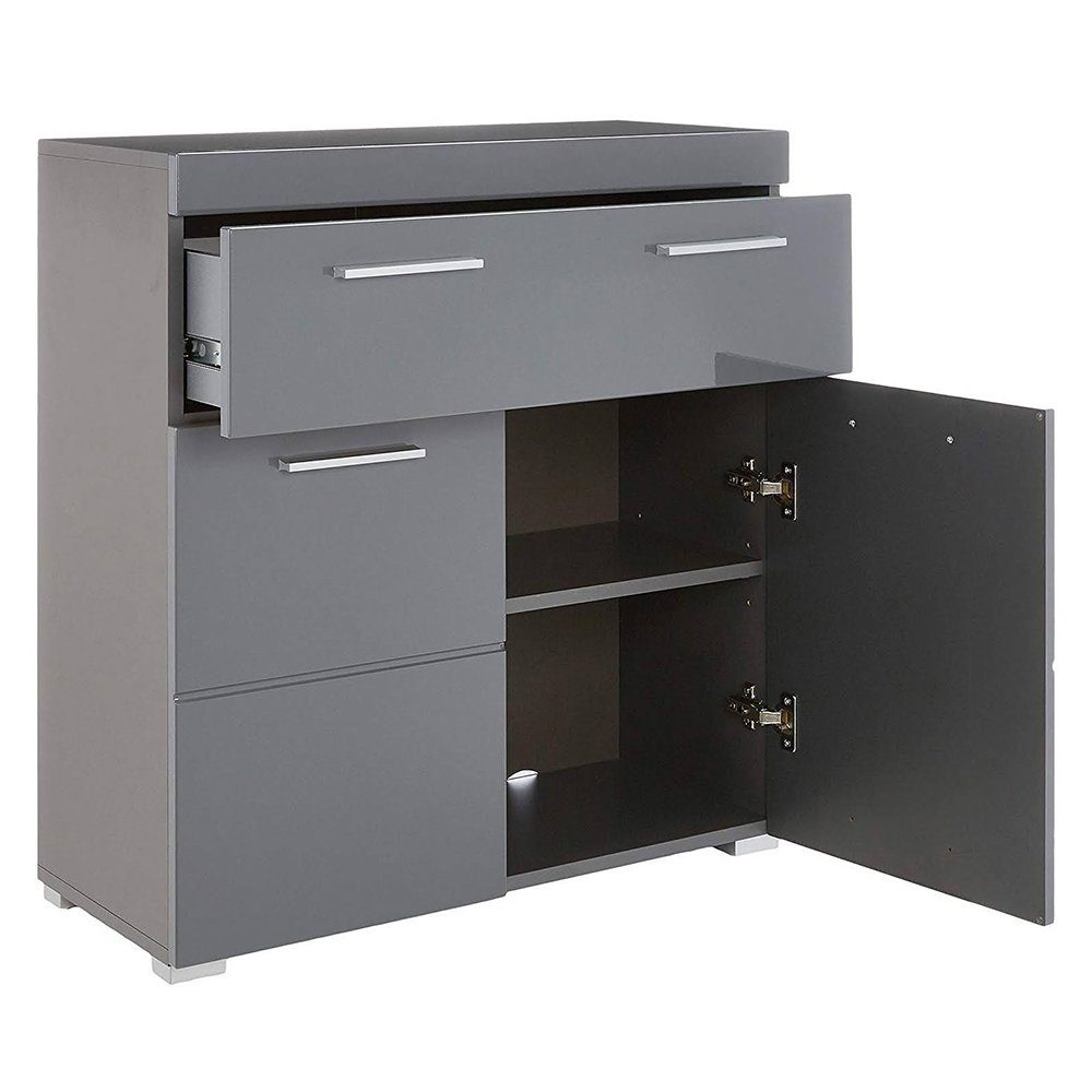 trendteam Sideboard, Badkommode Badezimmerschrank Grau Hochglanz BxHxT: 73 x 79 x 31 cm