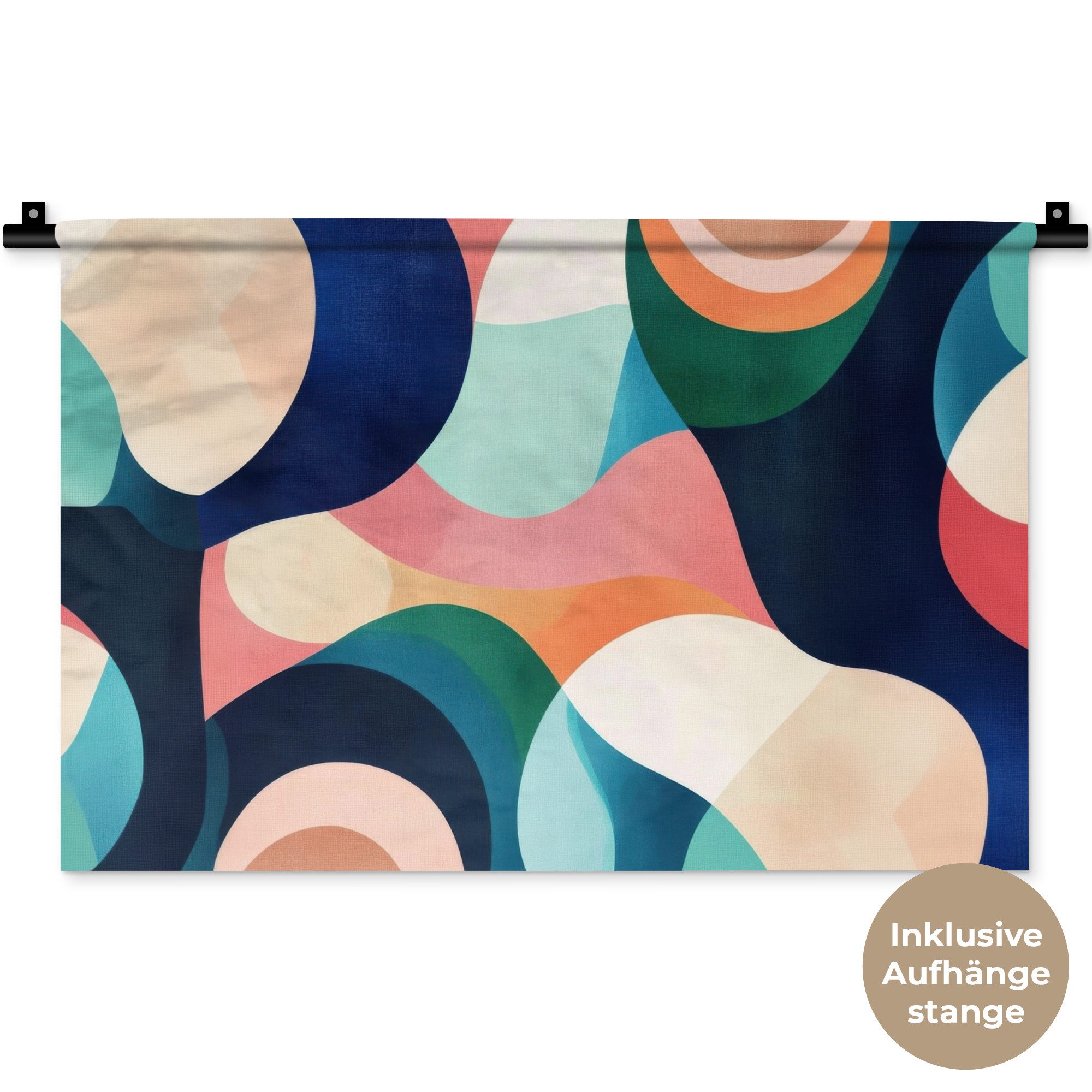 MuchoWow Wandteppich Abstrakt - Blau - Rosa, Rechteckig, Höhe: 3 mm, Wandteppich für Wohnzimmer, Schlafzimmer, 60x40 cm