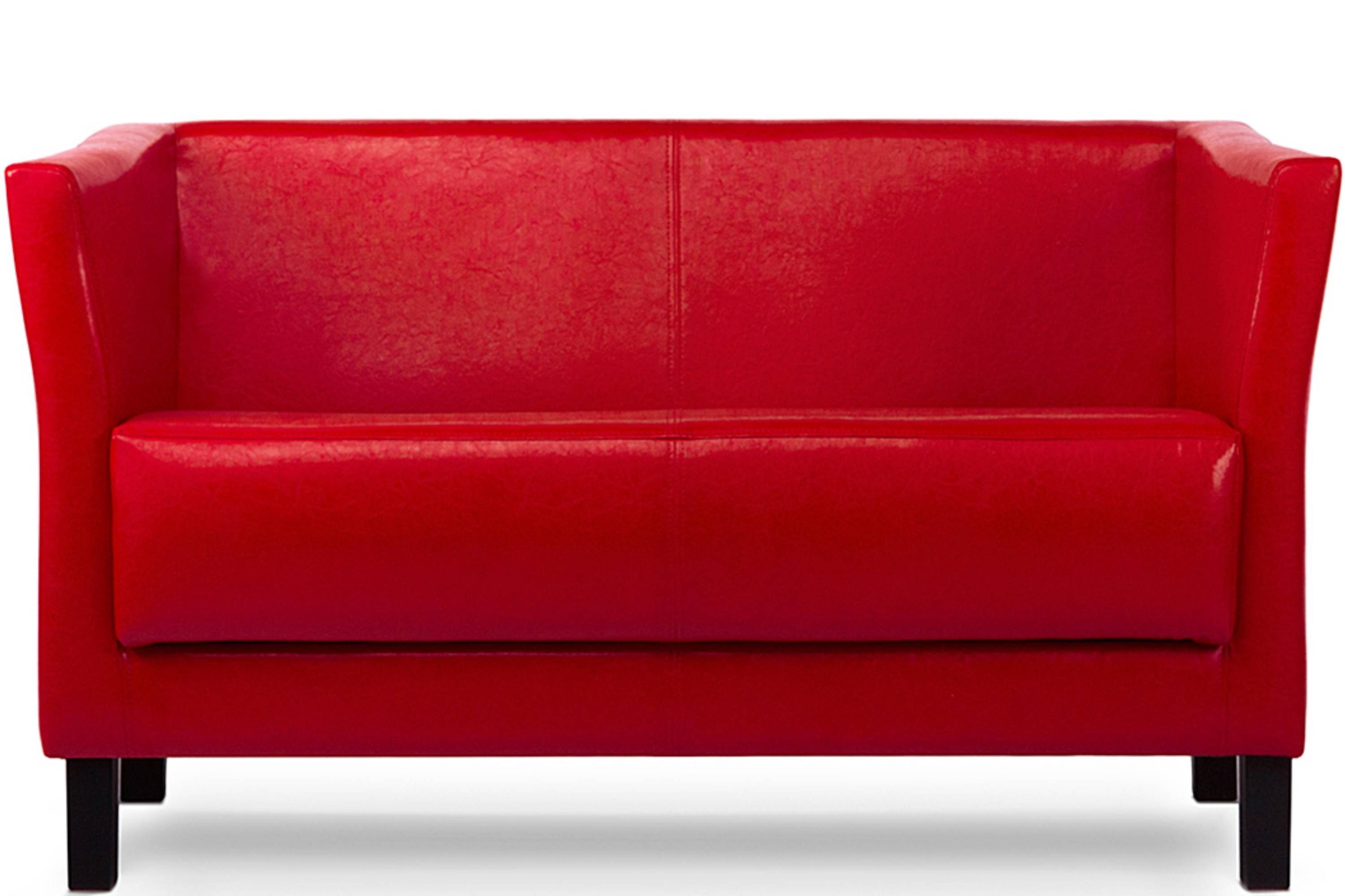 Konsimo 2-Sitzer ESPECTO Sofa 2 Personen, weiche Sitzfläche und hohe Rückenlehne, Kunstleder, hohe Massivholzbeine rot | rot