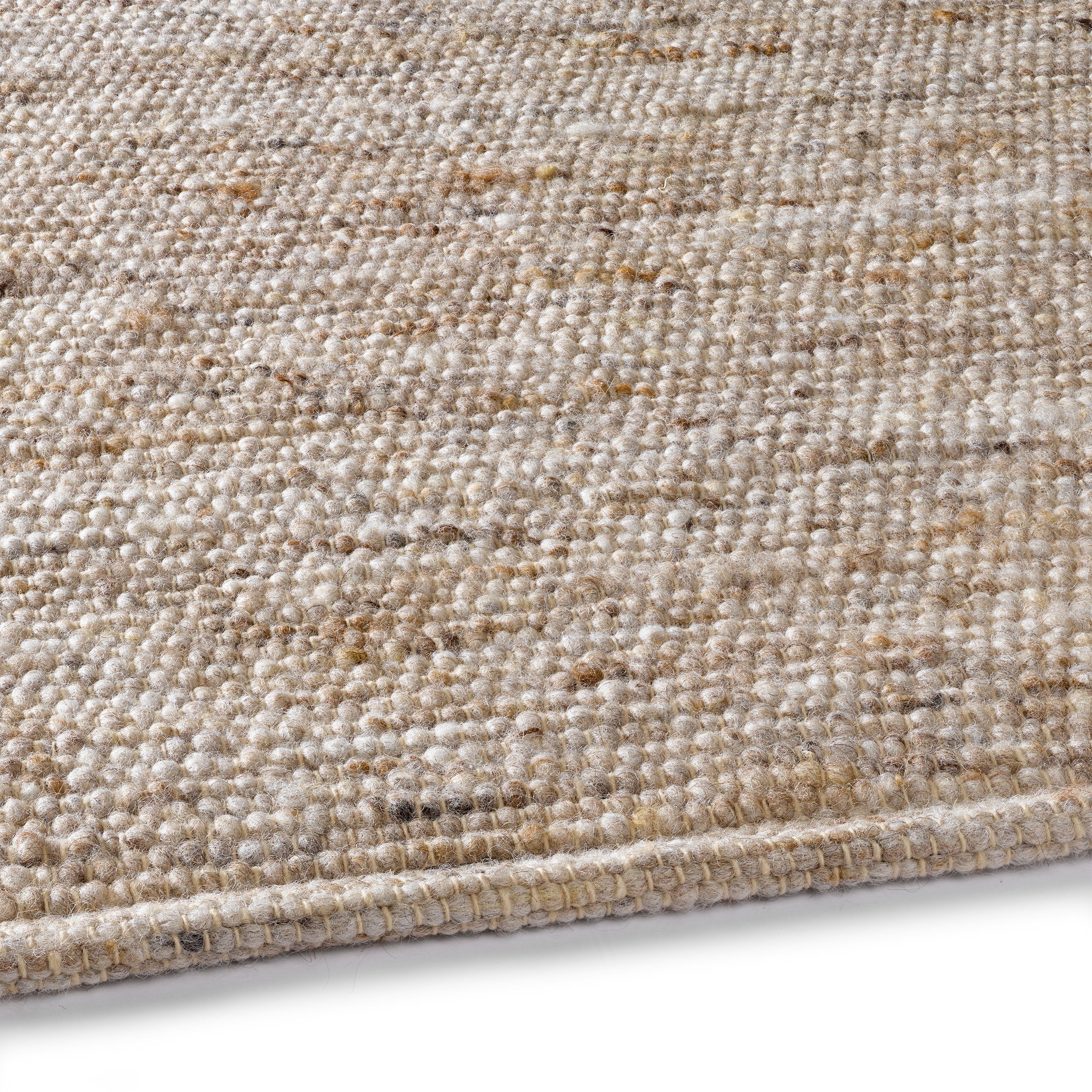 TaCa Home Wollteppich Wollteppich frei von Mottenschutzmitteln, rechteckig, Höhe: 10 mm, nachhaltige Schurwolle Wohnzimmer Schlafzimmer, Sand - 70 x 130 cm
