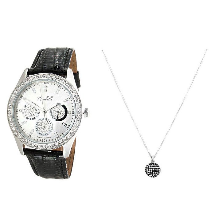 Miabelle Schmuckset Elegantes Diamantschmuck-Set Uhr und Halskette mi