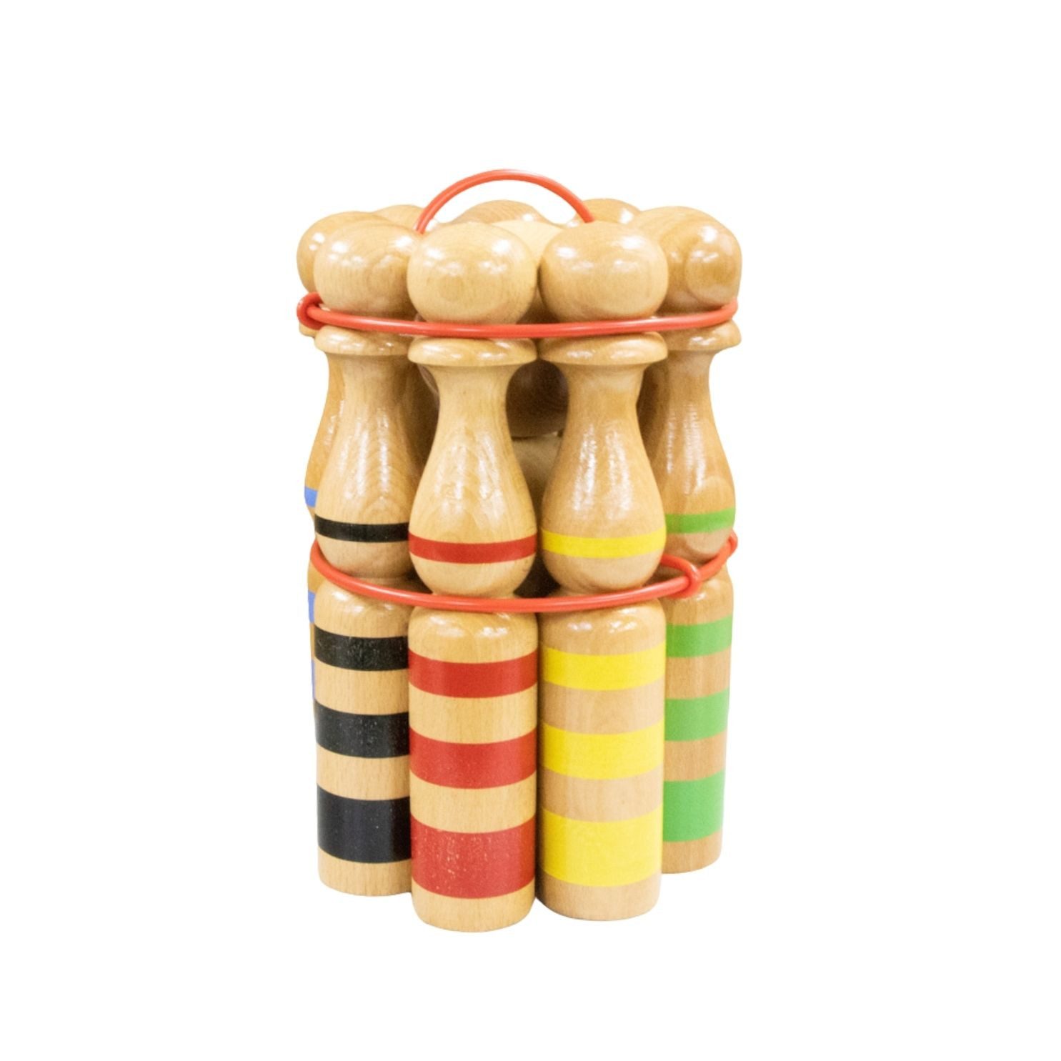GICO Spielzeug-Gartenset Kegelspiel Kegel Set Bowling aus Holz groß Massivholz 24 cm 3025