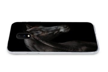 MuchoWow Handyhülle Pferd - Tiere - Schwarz - Porträt, Phone Case, Handyhülle OnePlus 7, Silikon, Schutzhülle