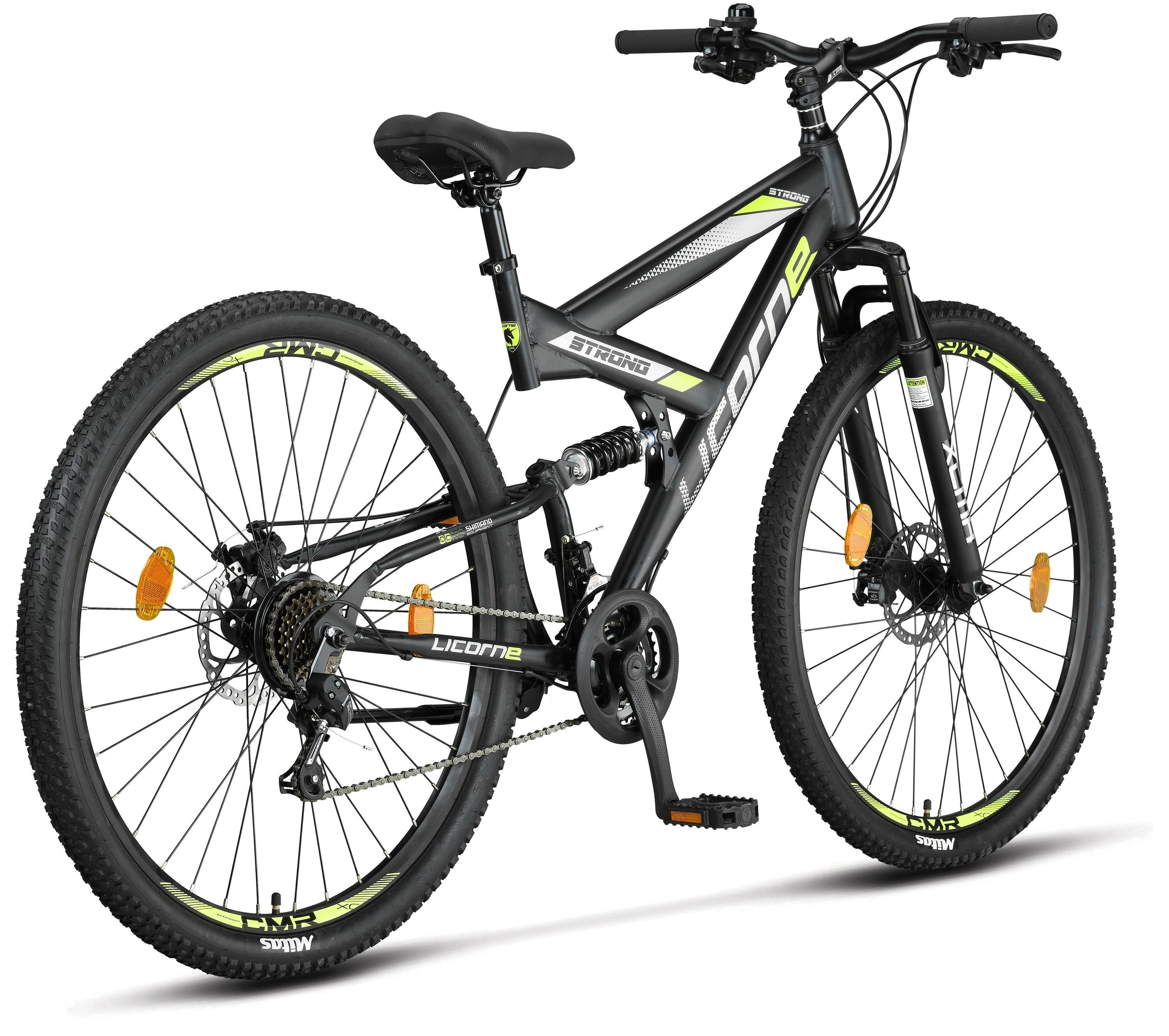 26, Licorne Schwarz/Lime Zoll in 27,5 29 Premium Bike und Mountainbike Strong 2D Mountainbike Licorne Bike