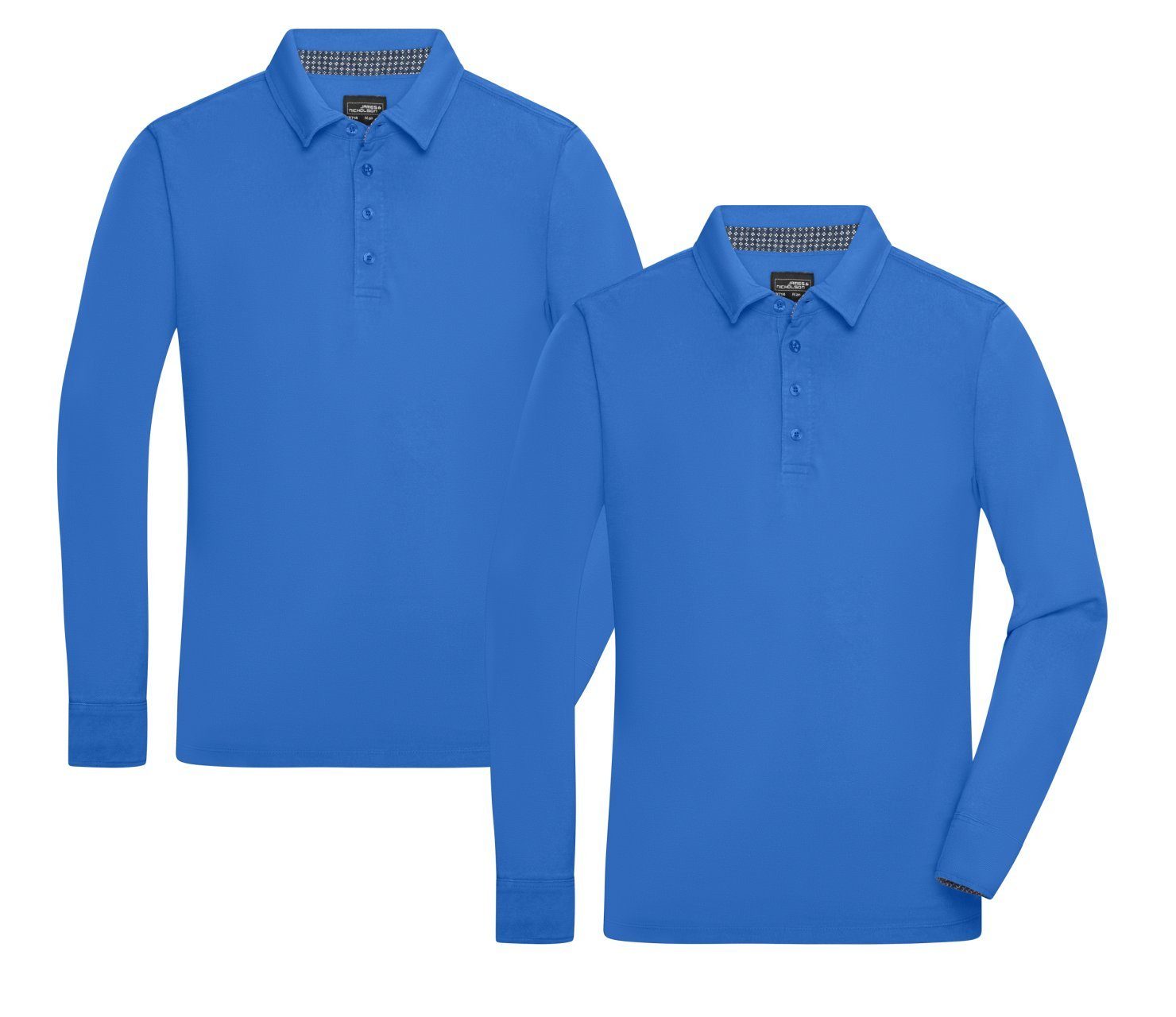 James & Nicholson Langarm-Poloshirt Sportliches Herren Langarm Polo in Washed Optik JN714 (Doppelpack, 2 Stück) Feine Piqué-Qualität