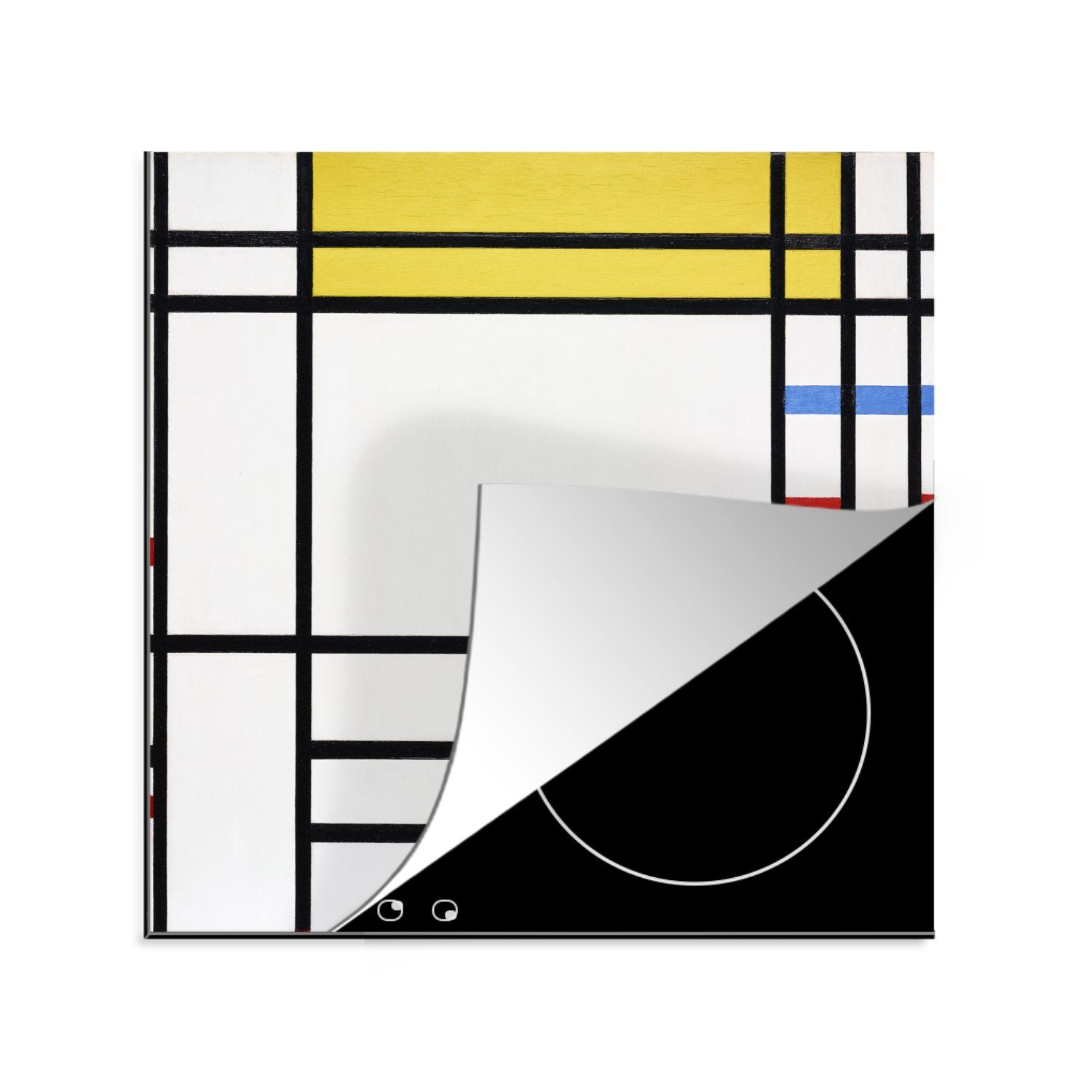 MuchoWow Herdblende-/Abdeckplatte Place De La Concorde - Piet Mondrian, Vinyl, (1 tlg), 78x78 cm, Ceranfeldabdeckung, Arbeitsplatte für küche