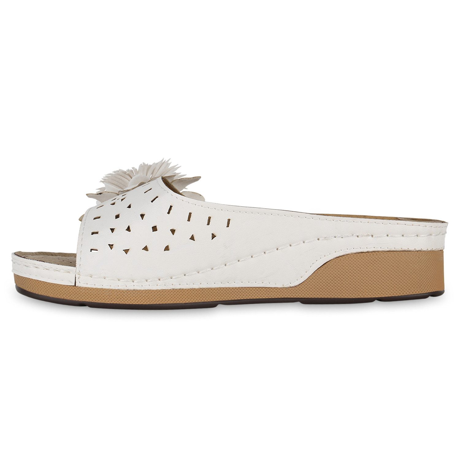 VAN HILL 841043 Sandalette Damen Pantoletten Bequeme Komfort Blume Wedges C günstig online kaufen