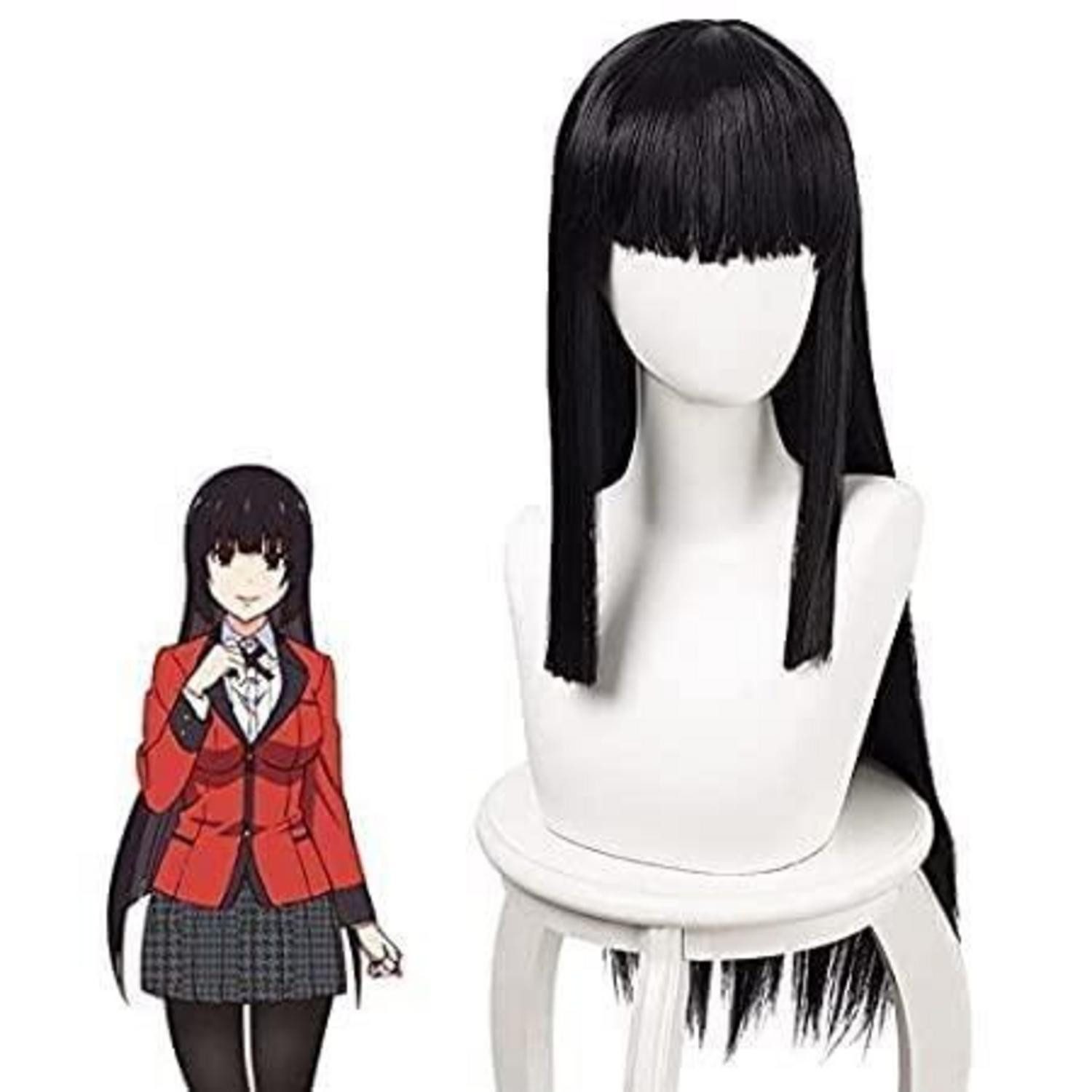 Kostüm-Perücke Ponyperücke Cosplay Jabami Yumeko Halloween schwarz Schwarz-3