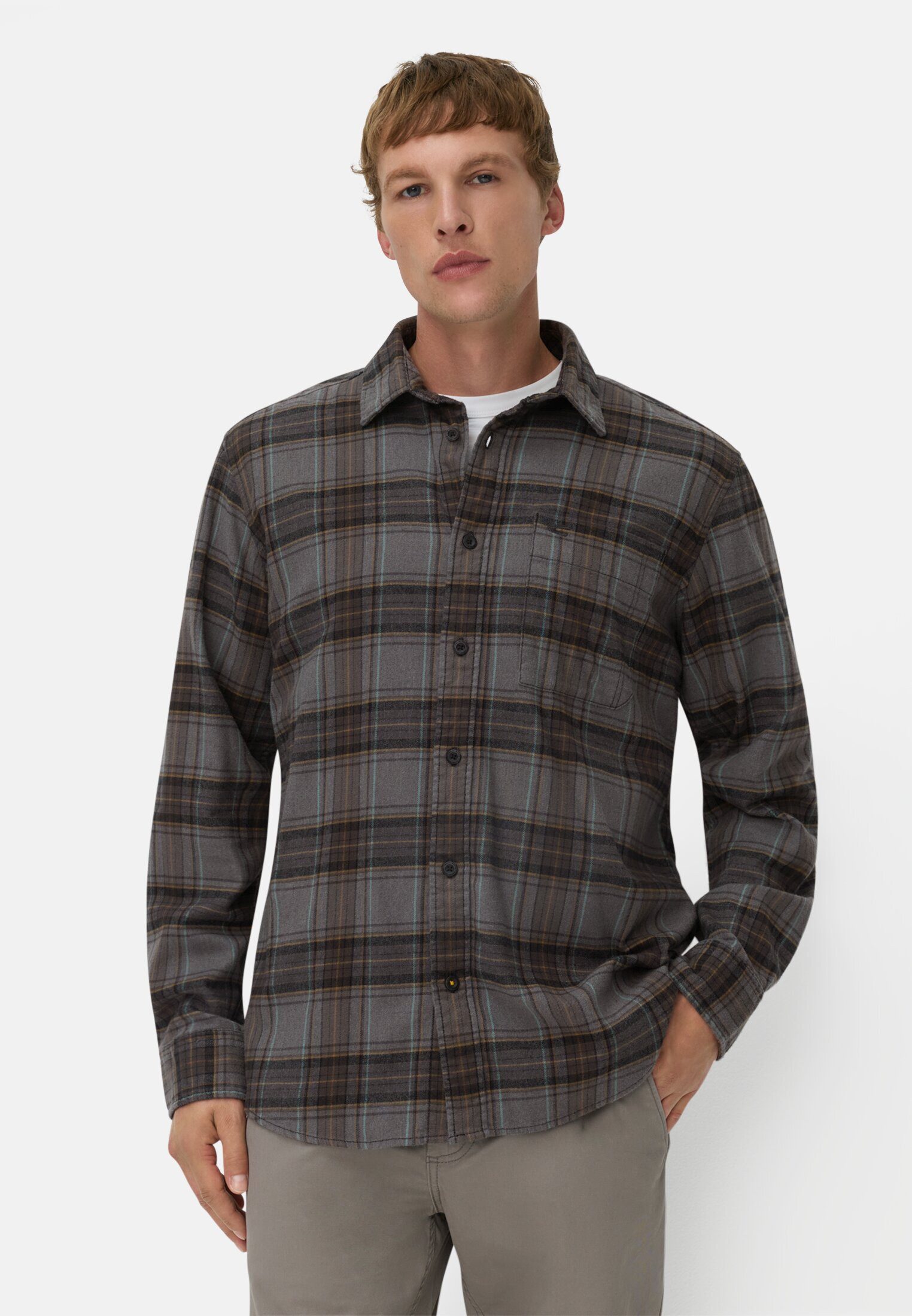 camel active Flanellhemd aus leichtem Flanell Langarm Kentkragen Kentkragen günstig online kaufen