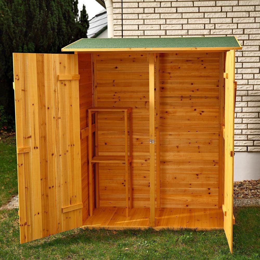 Melko Gerätehaus Gartenhaus Gartenschrank Geräteschuppen Holz 162x140x75CM, BxT: 140x75 cm, (Stück), Witterungsbeständig