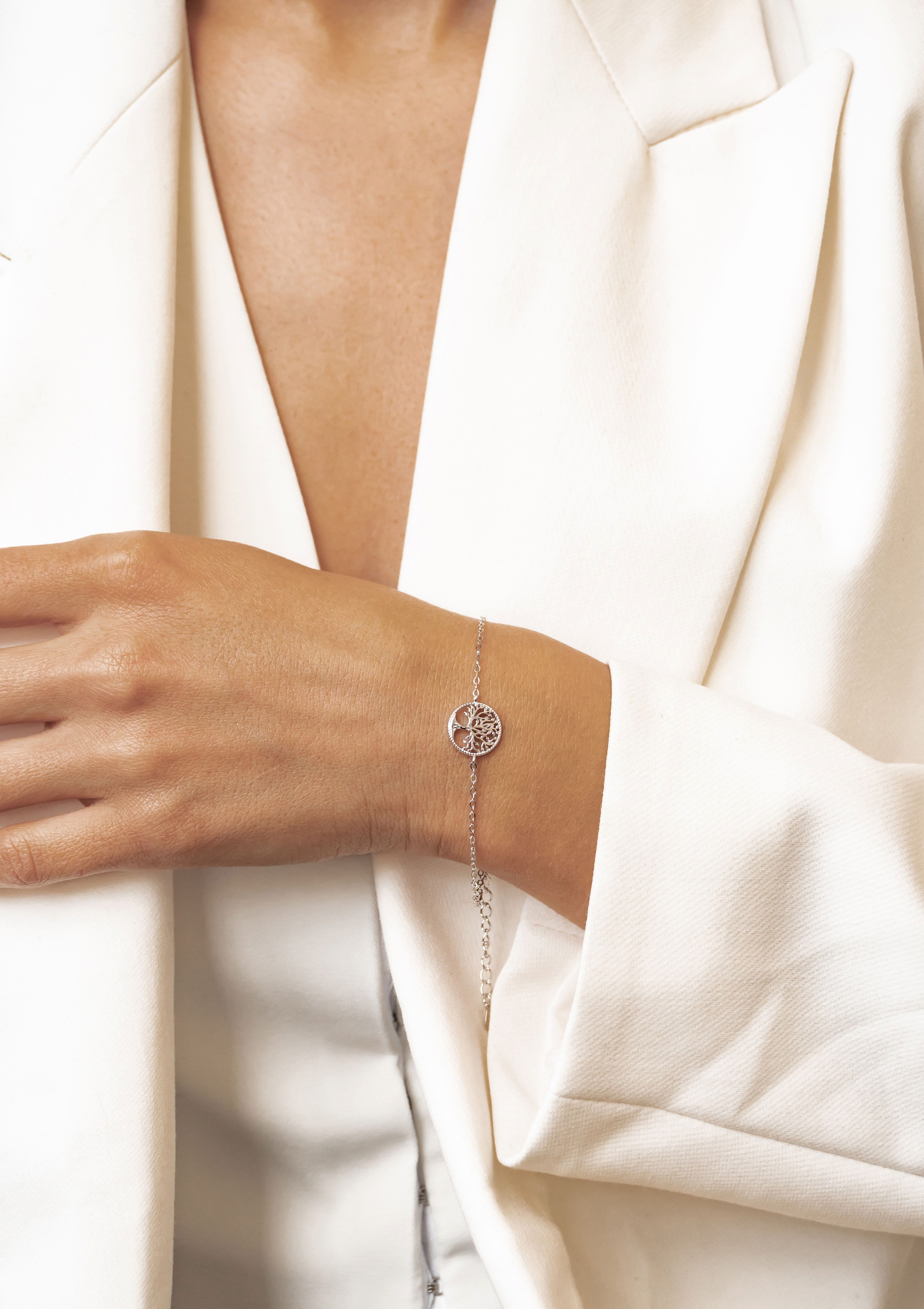 Hey Happiness Charm-Armband Lebensbaum, Symbol Charm, Feines Damen Armband 925 Silber, mit Baum des Lebens Charm