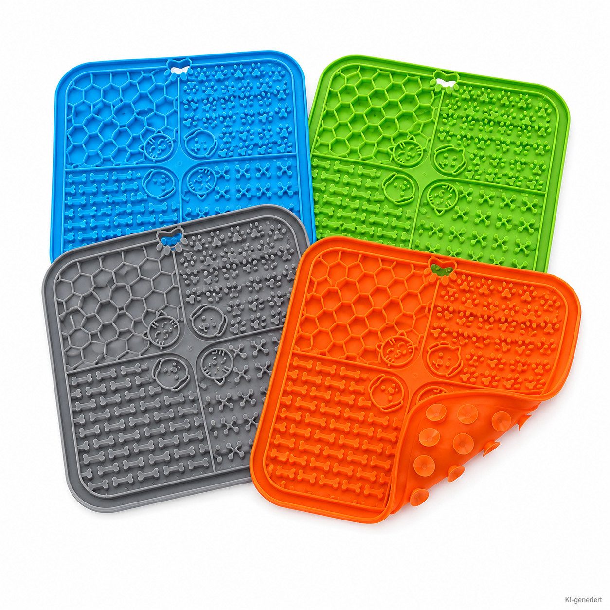 HH-Haushalt Hunde-Futterspender Hunde- & Katzen Schleckmatte, Leckerli Matte 4er Set 20x20 cm Silikon